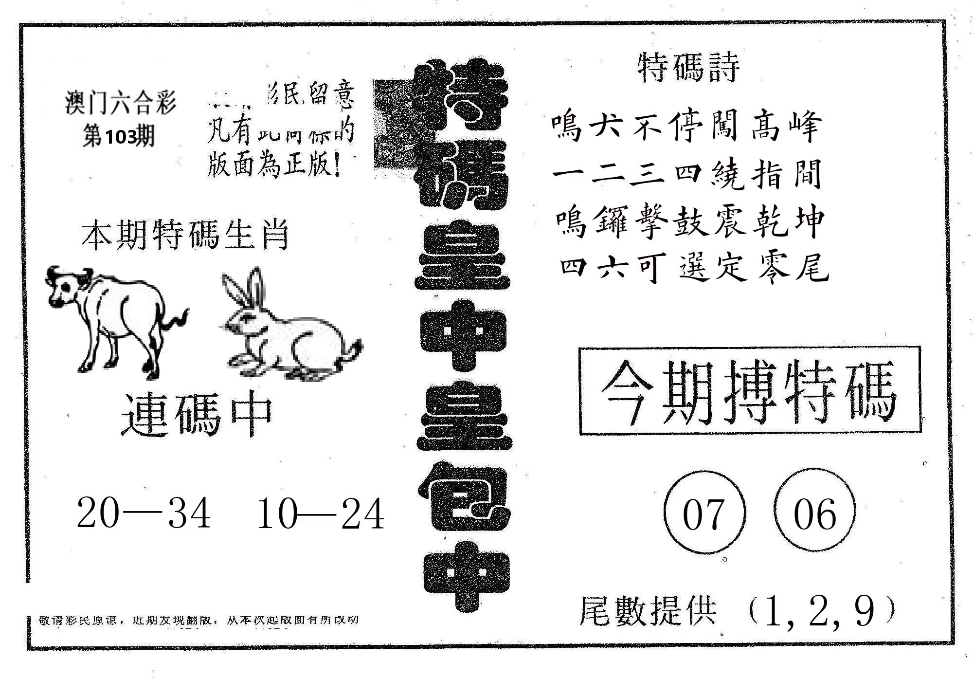 皇中皇A 第103期