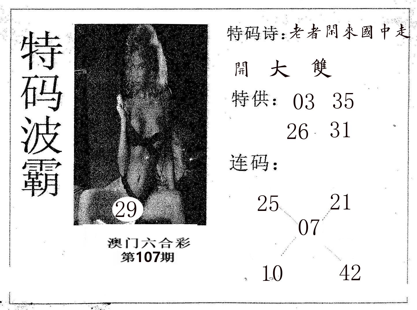 特码波霸 第107期