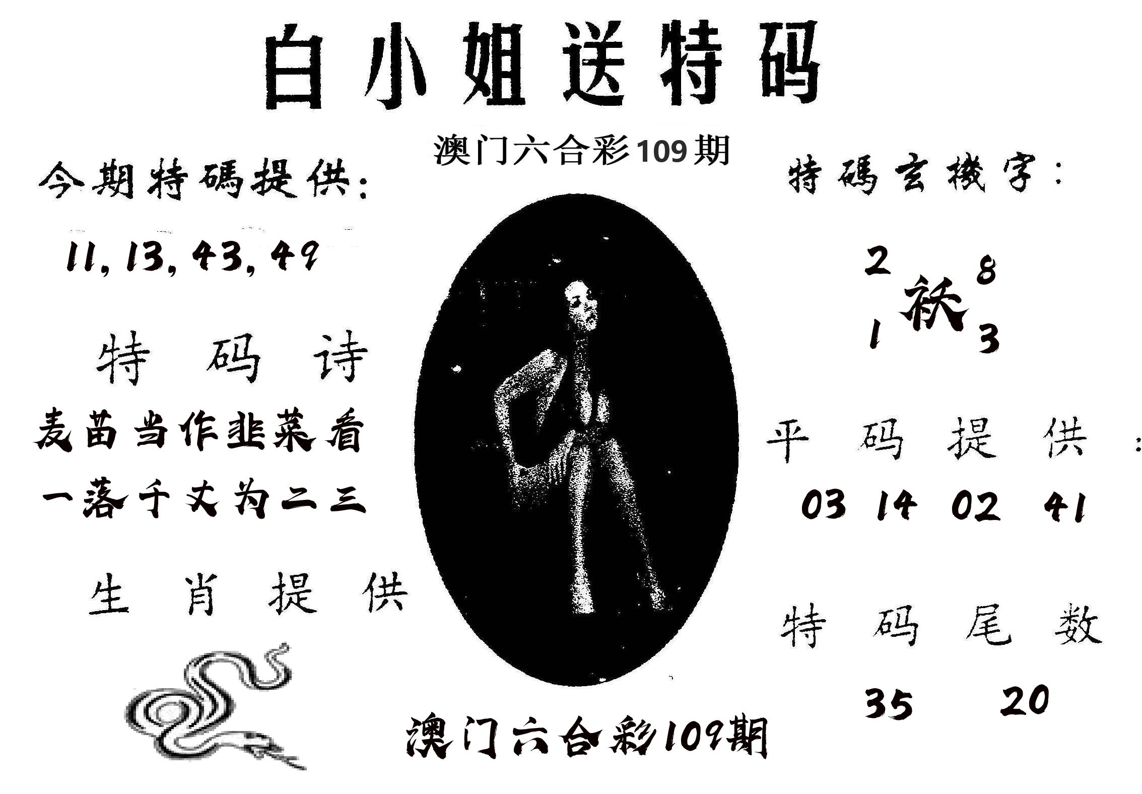 白姐送特 第109期