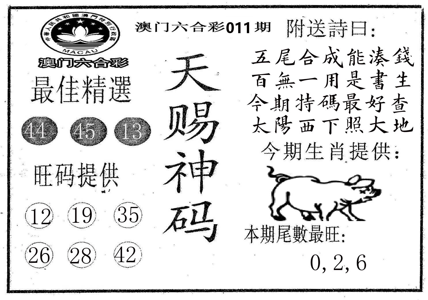 天赐神码 第11期