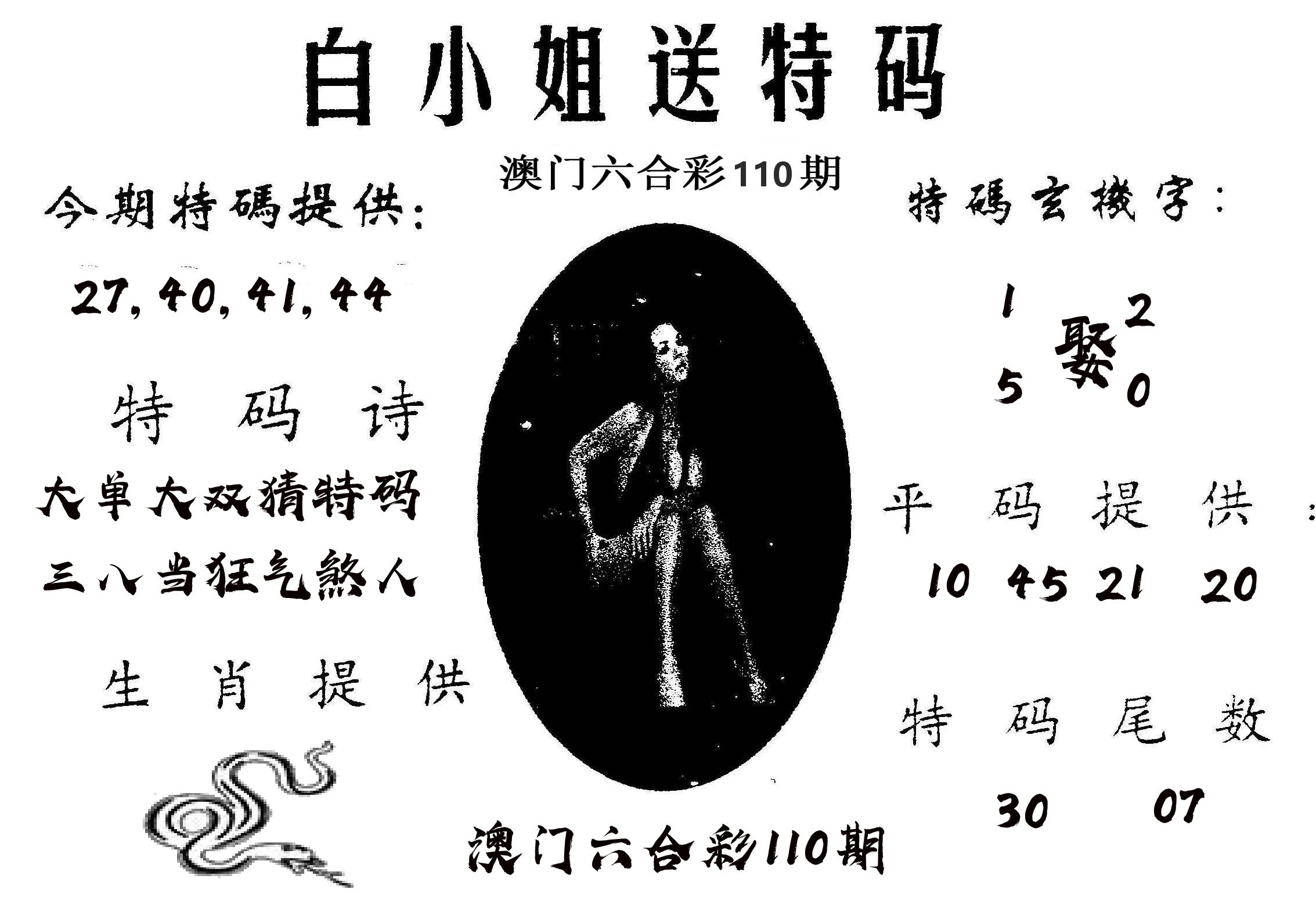 白姐送特 第110期