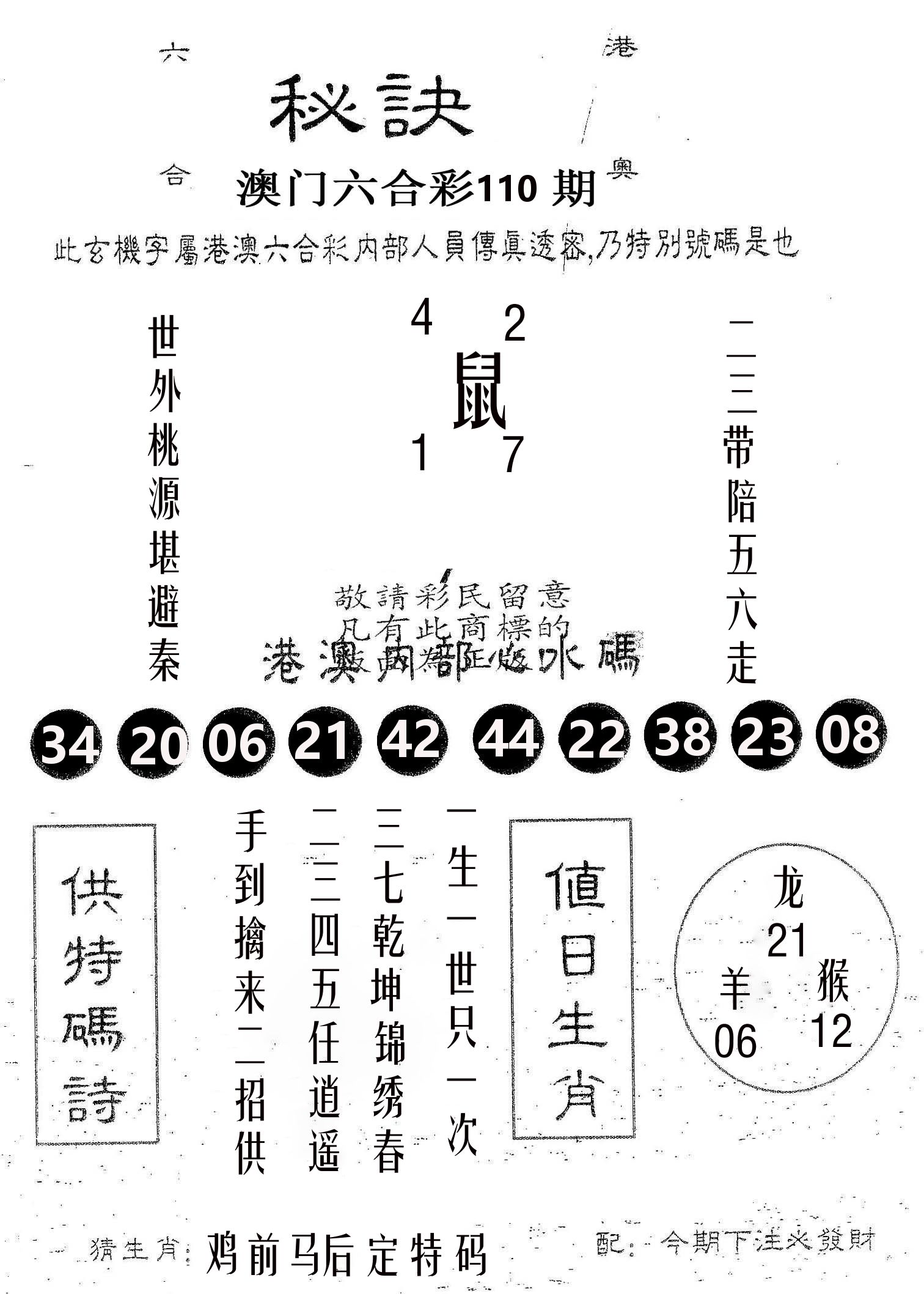 秘决 第110期