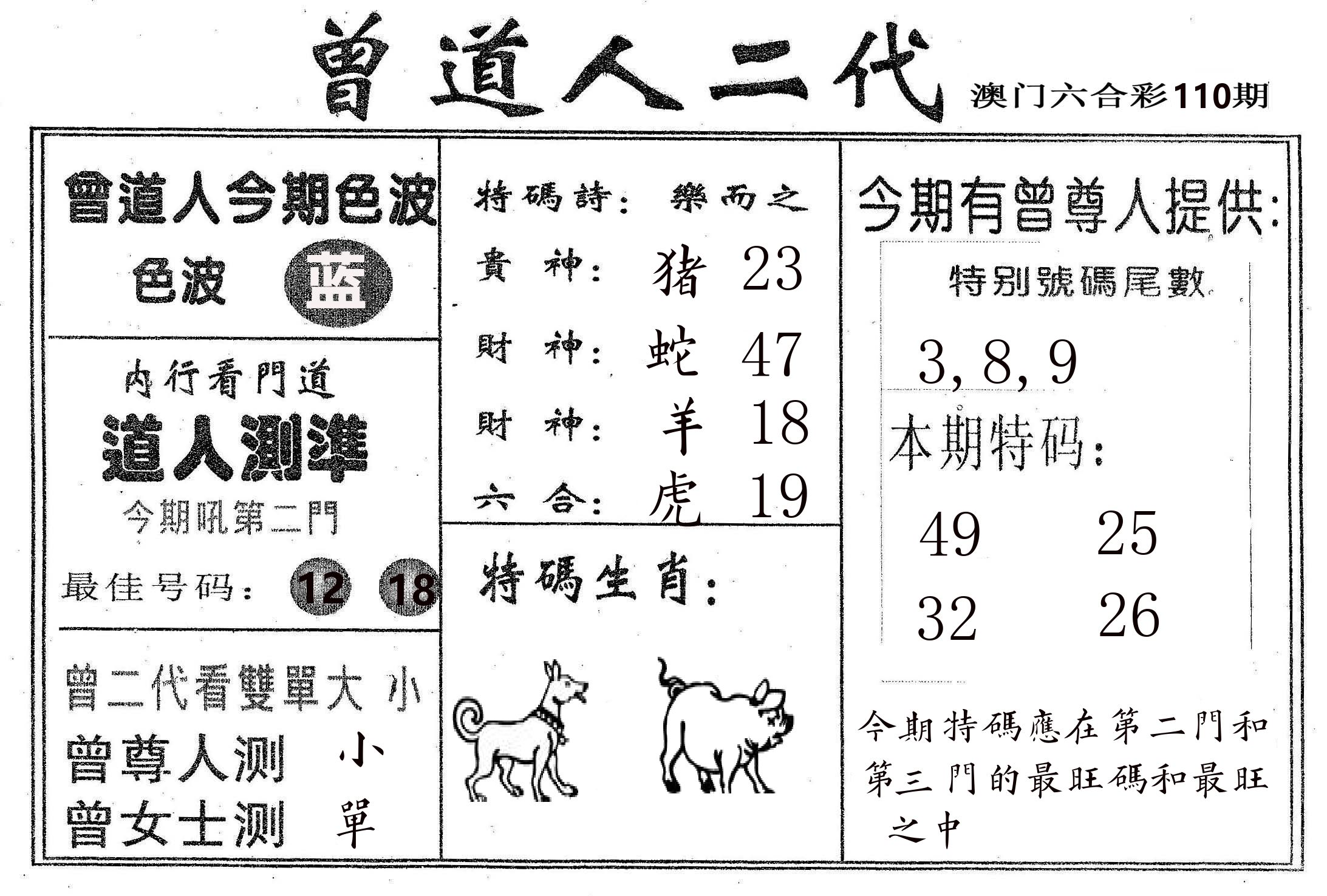 曾二代 第110期