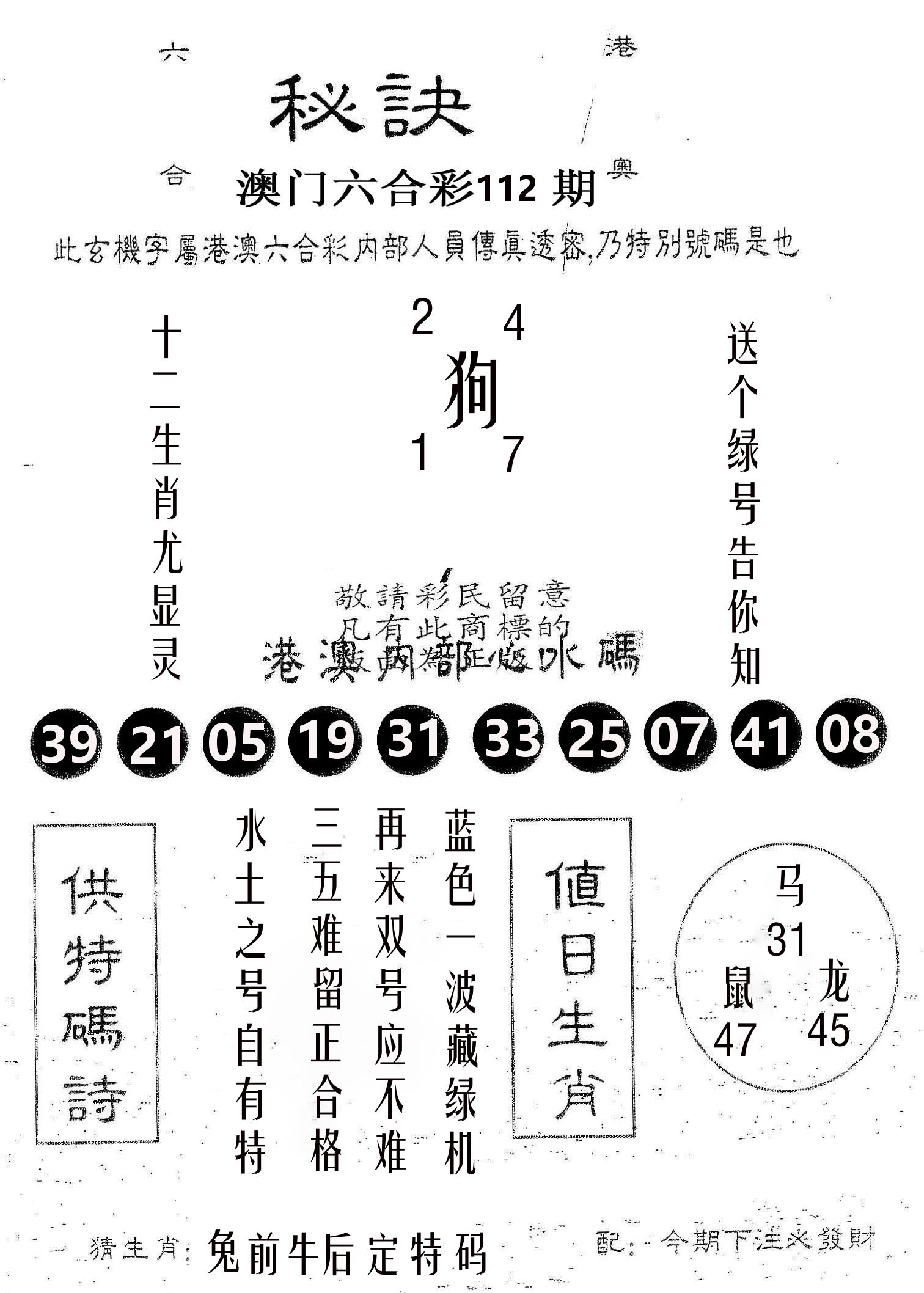 秘决 第112期