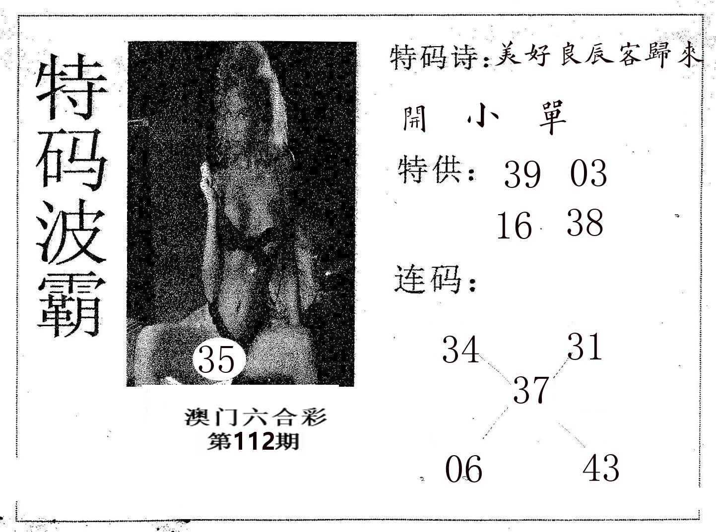 特码波霸 第112期