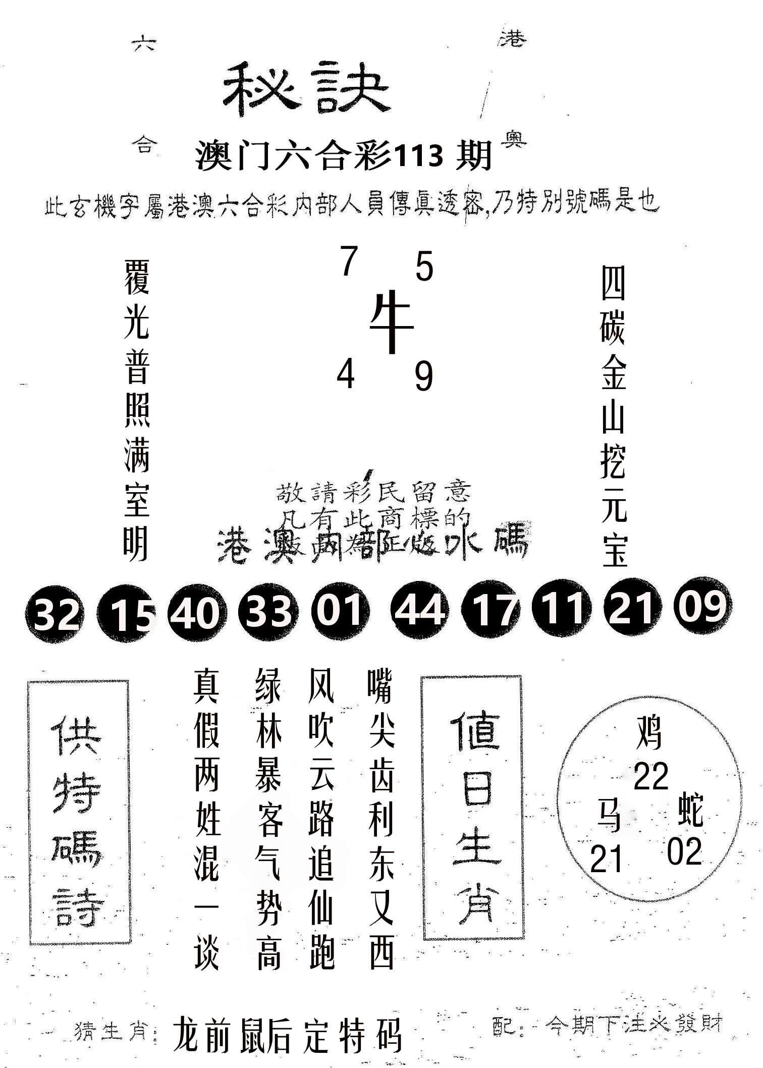 秘决 第113期