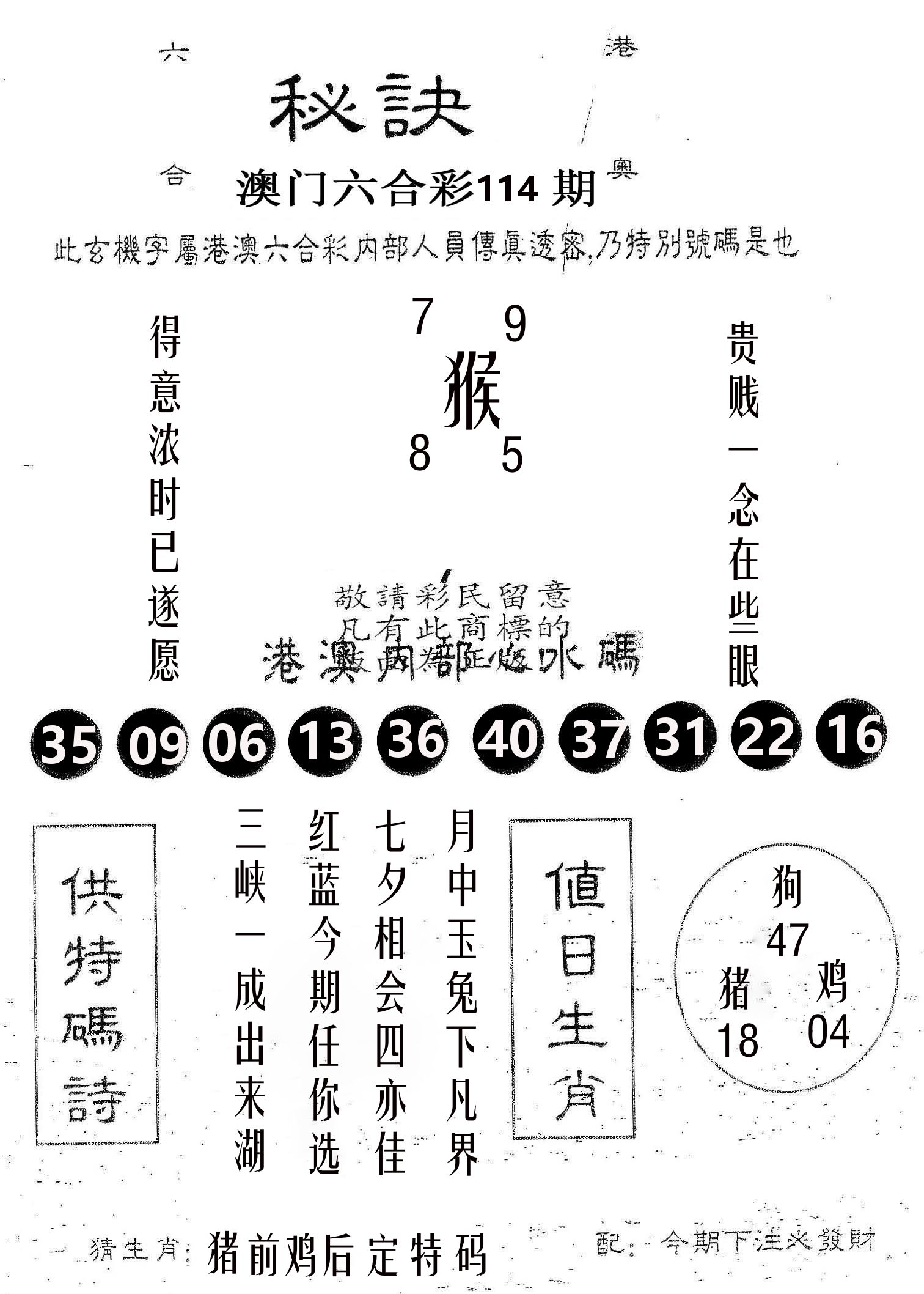 秘决 第114期