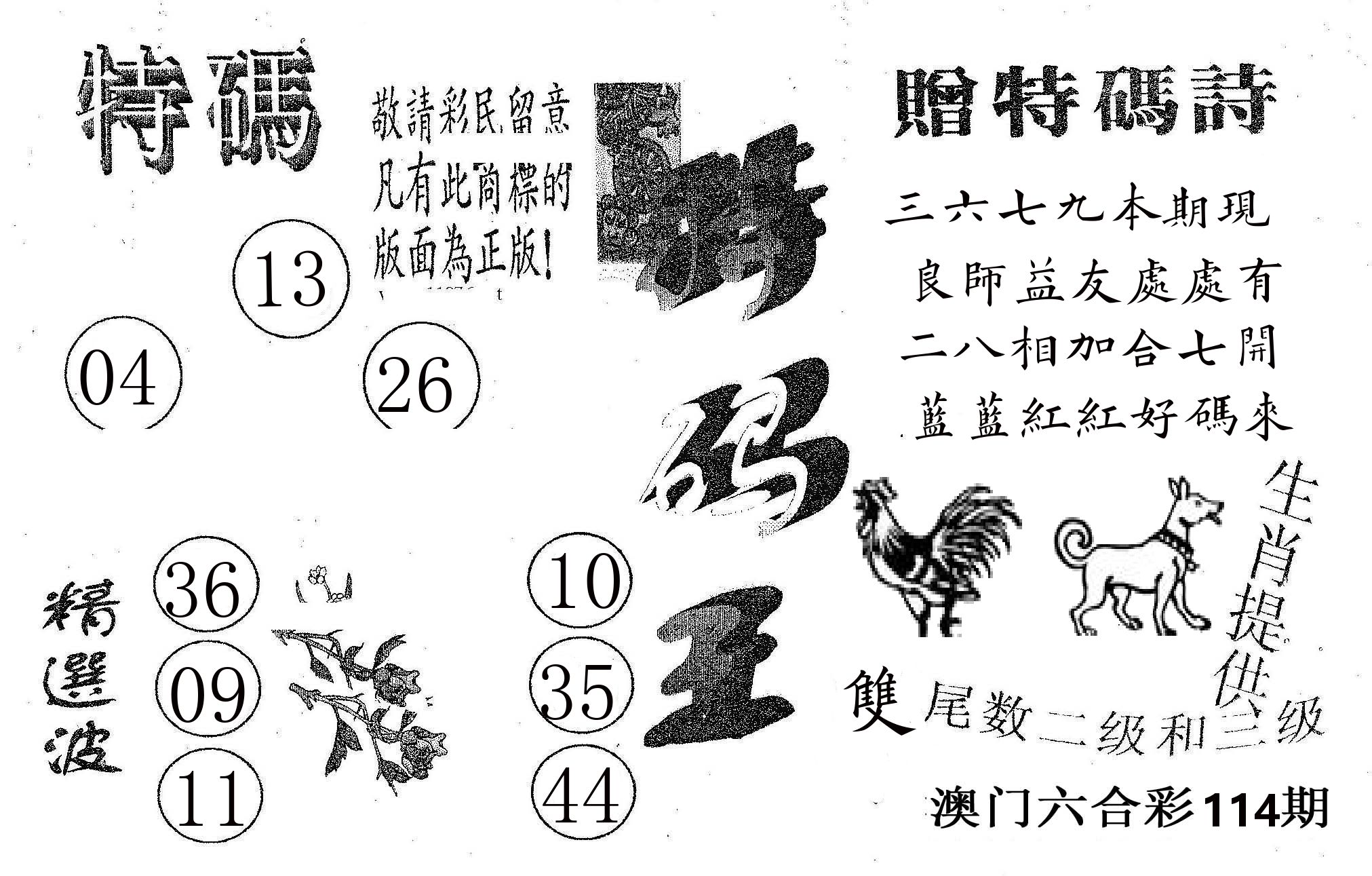 特码王A 第114期