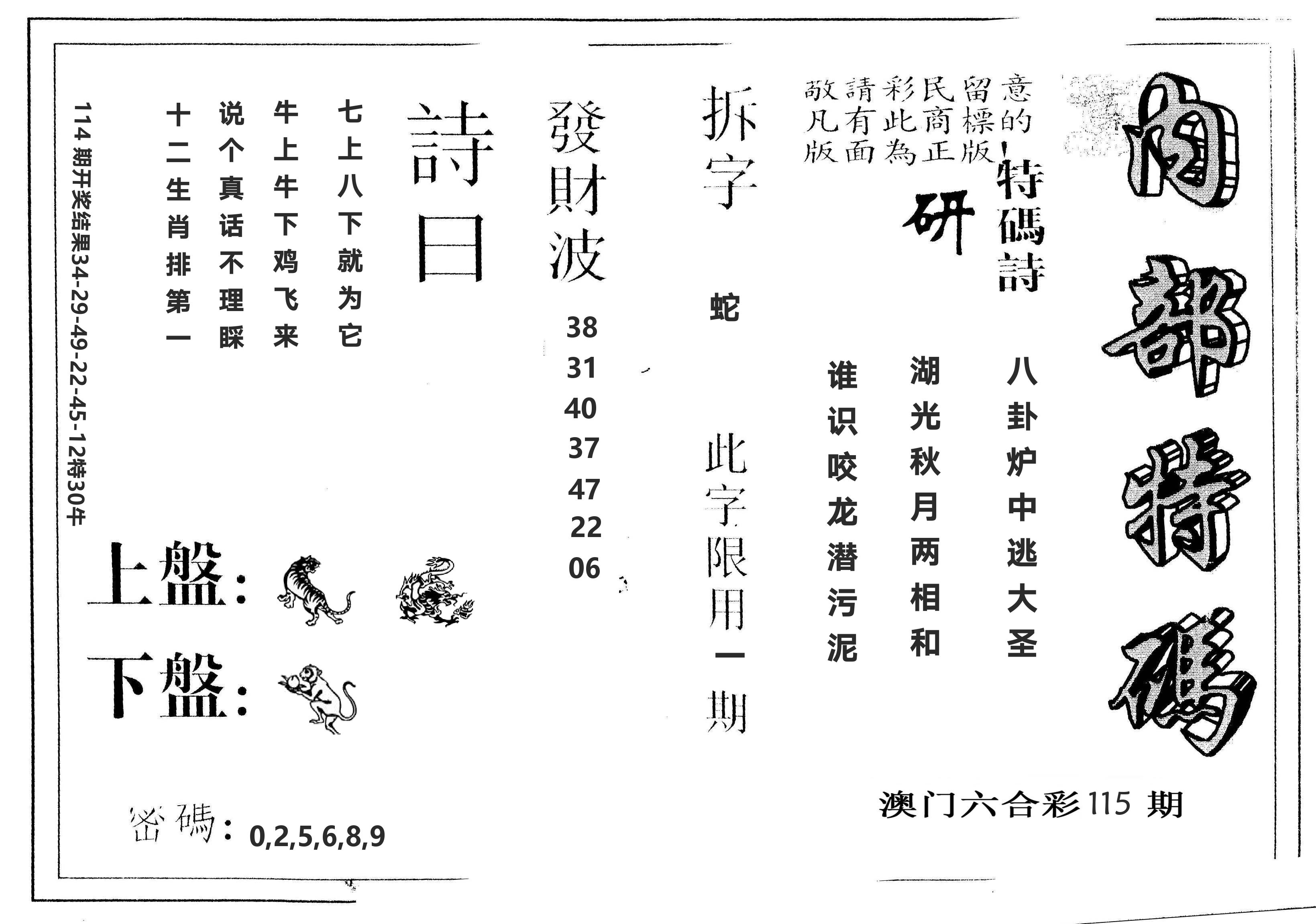 另版内部特码 第115期