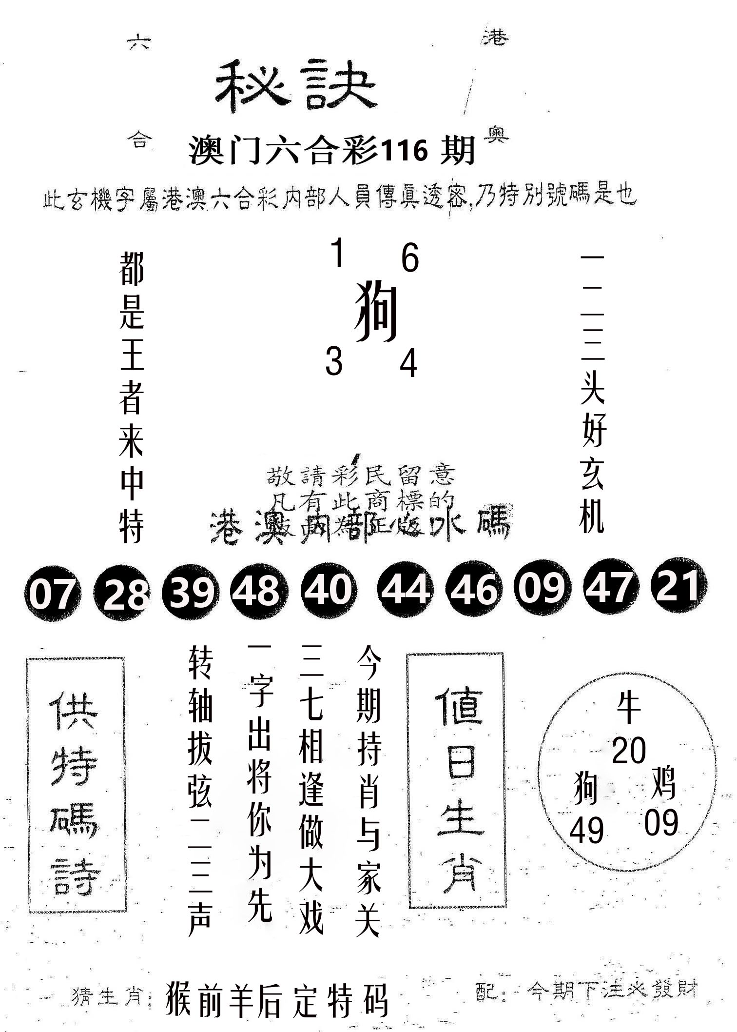 秘决 第116期
