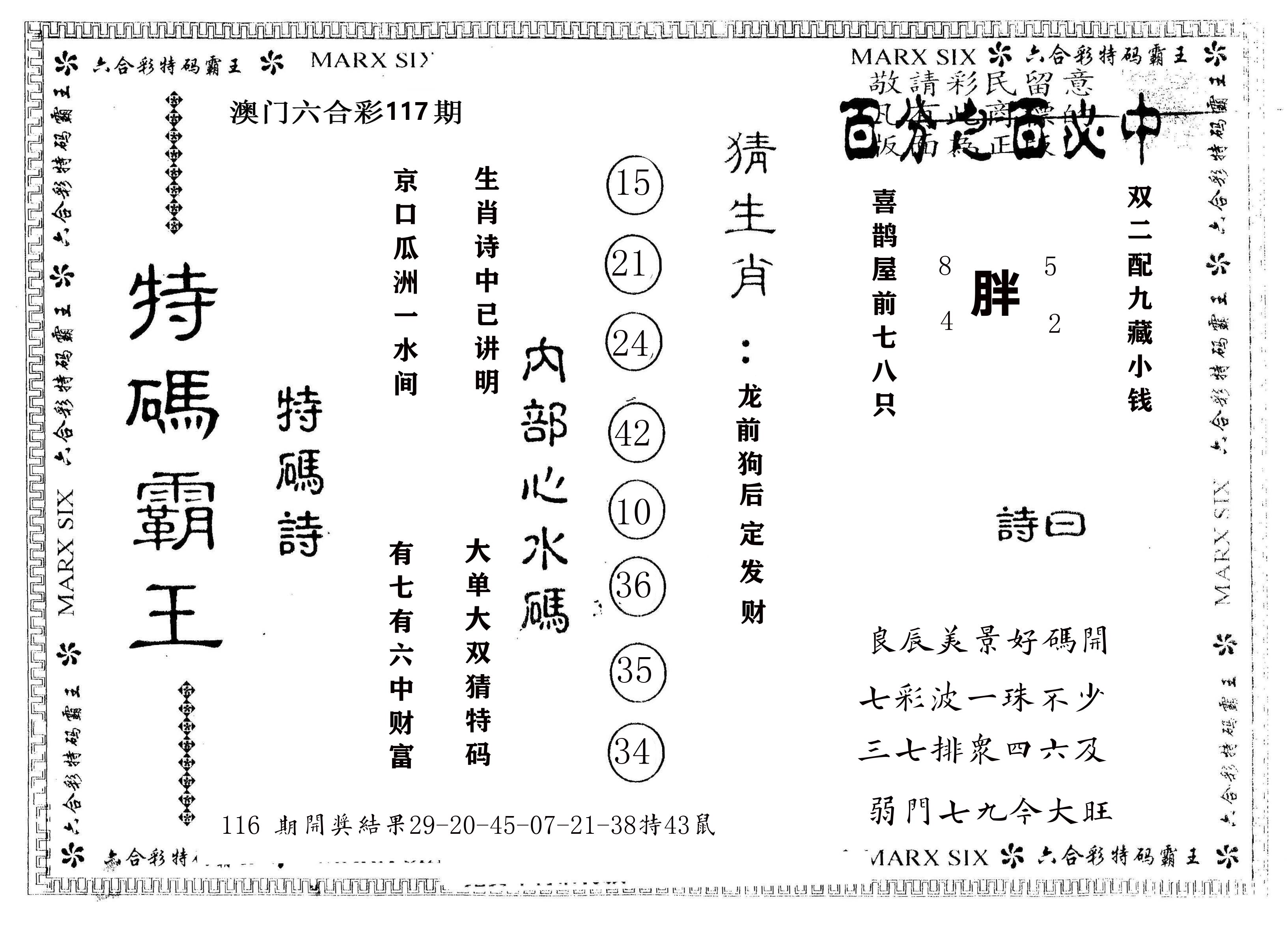另版特码霸王 第117期