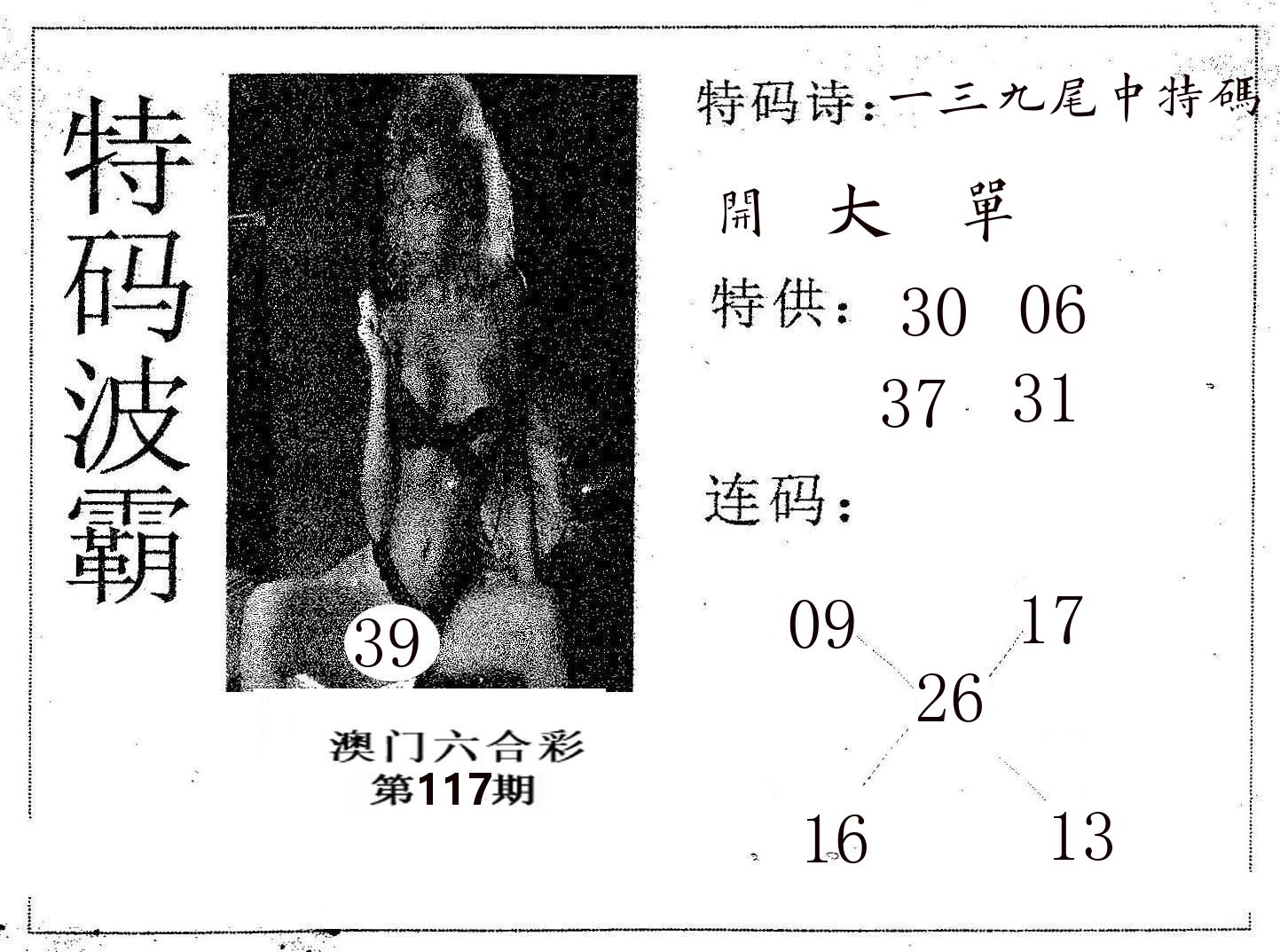 特码波霸 第117期