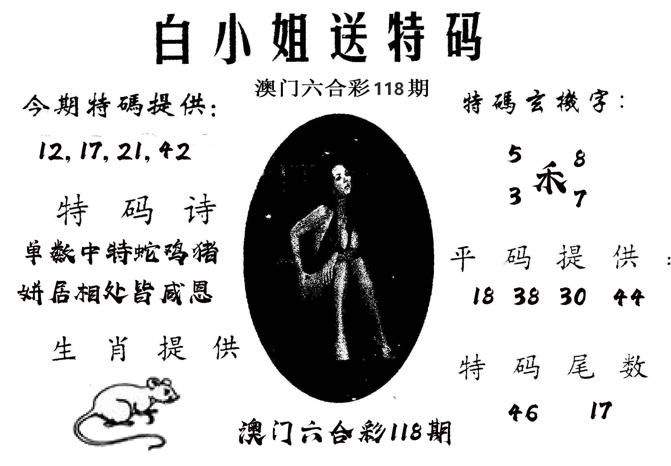 白姐送特 第118期