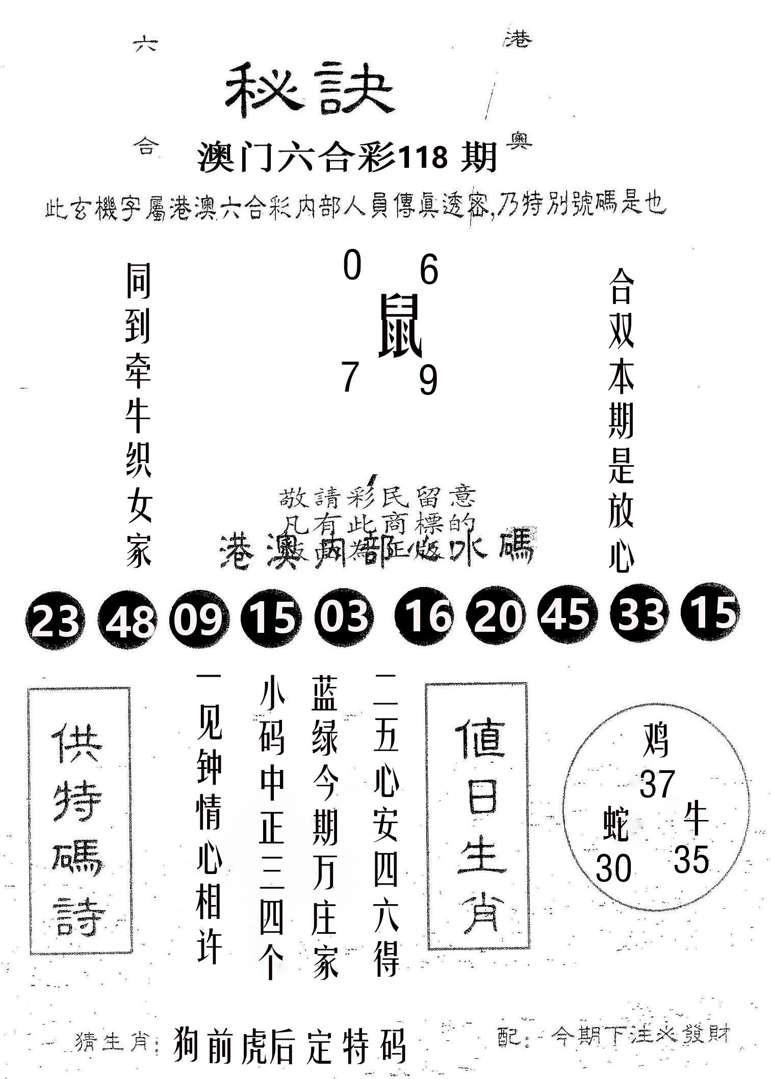 秘决 第118期