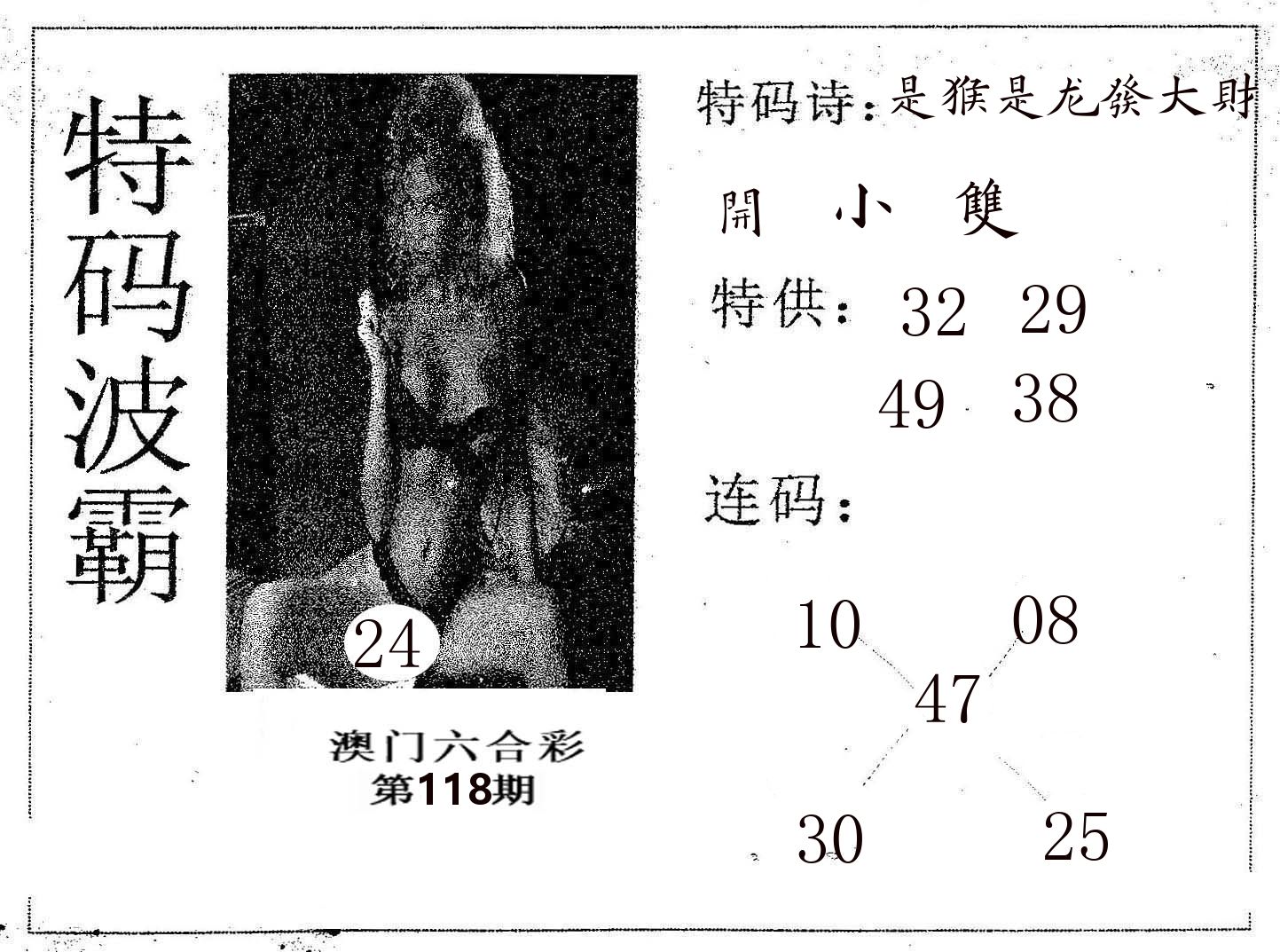 特码波霸 第118期
