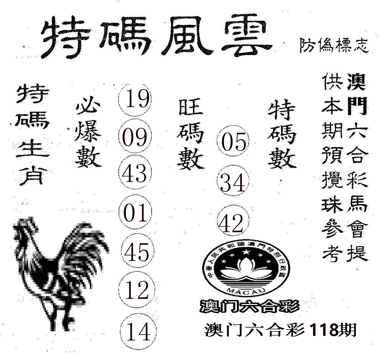 特码风云 第118期