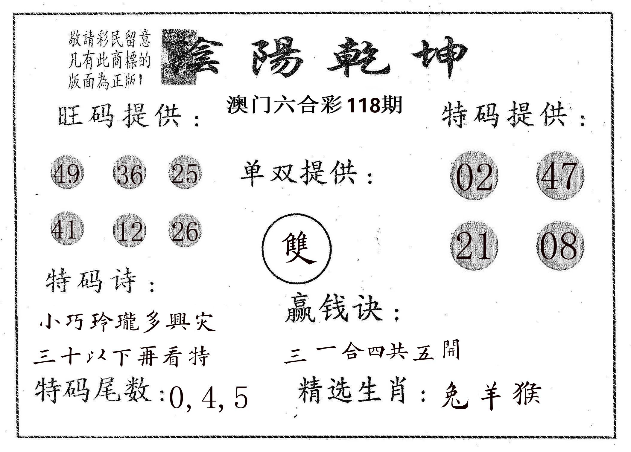 阴阳乾坤 第118期