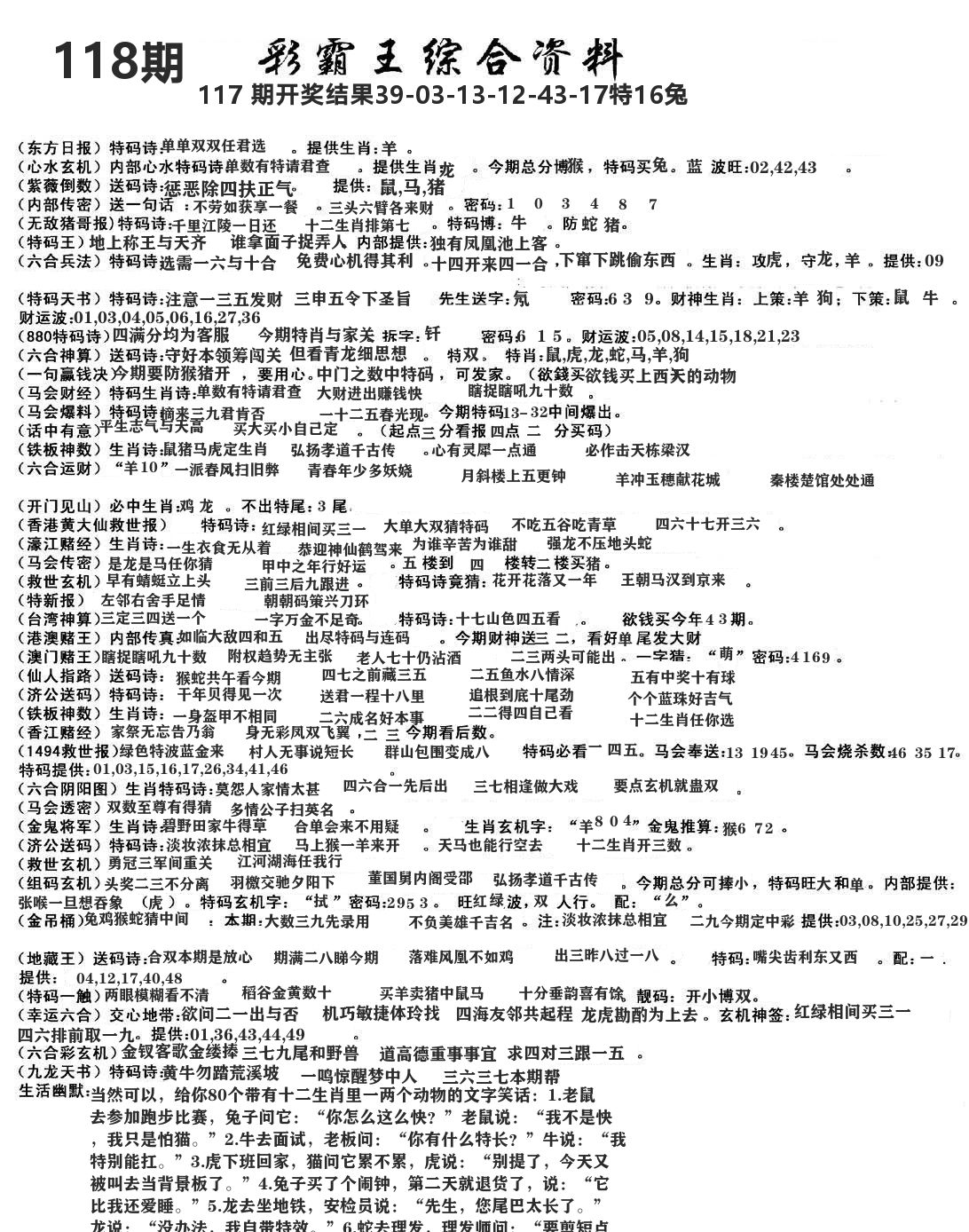 澳门综合资料 第118期