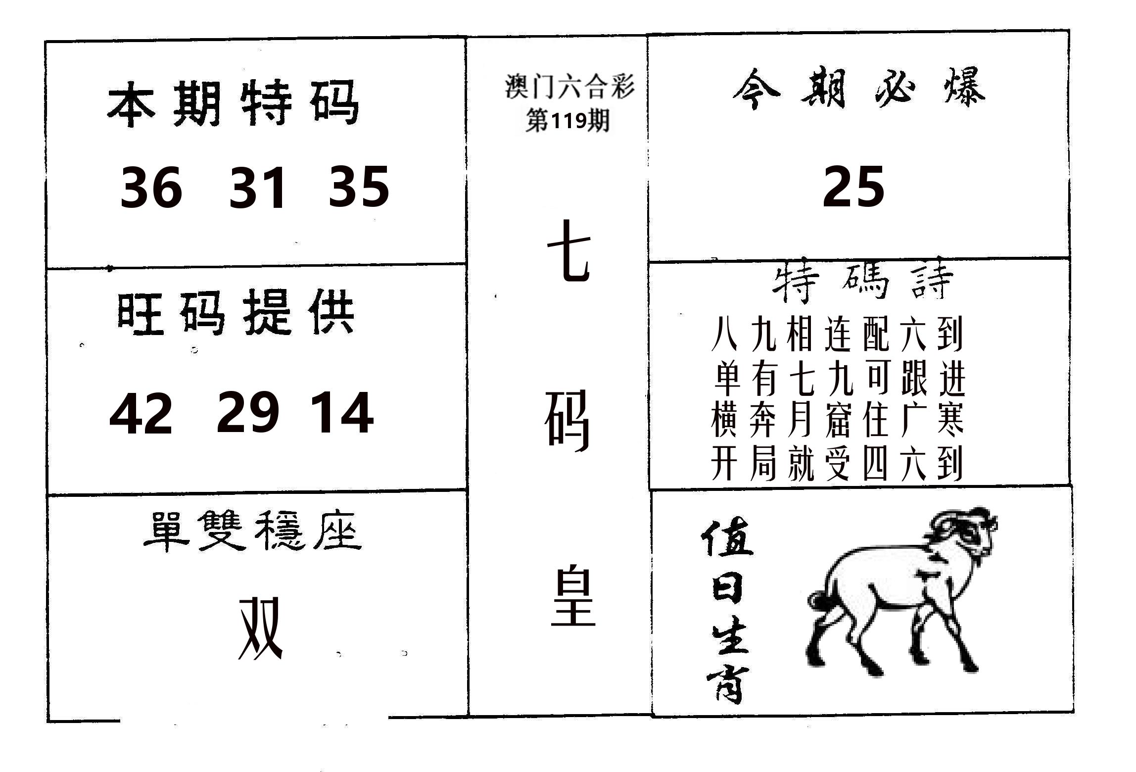 七码皇 第119期