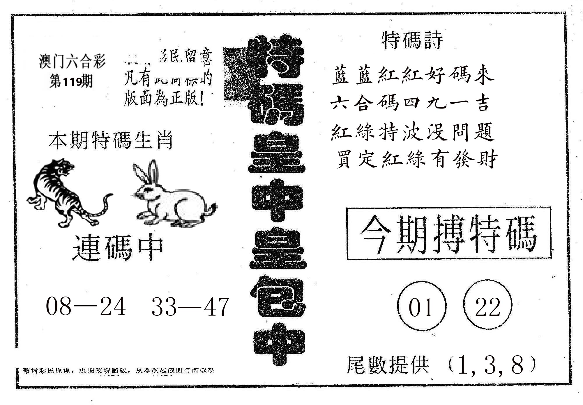 皇中皇A 第119期