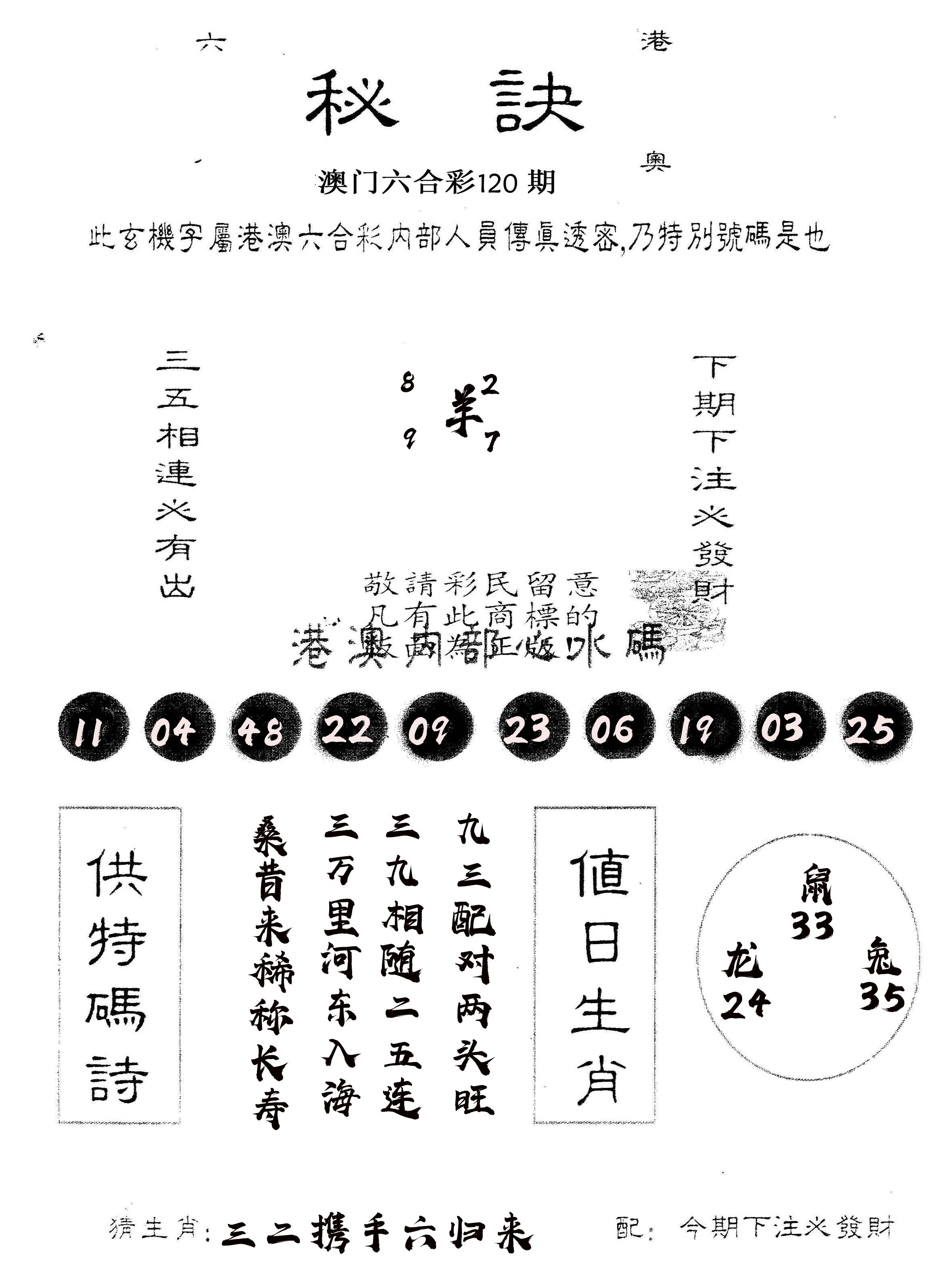 另版秘诀 第120期
