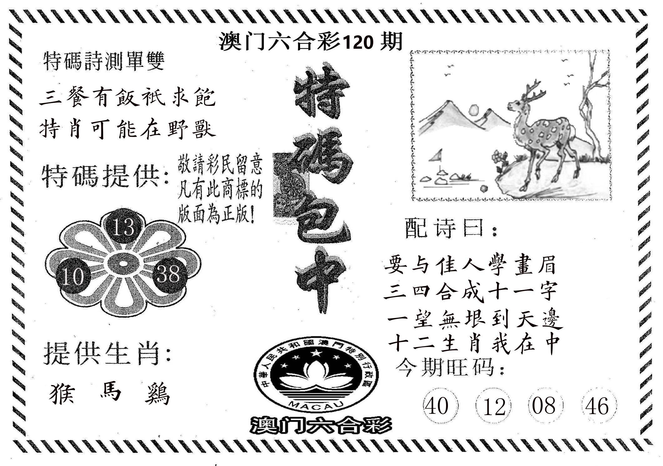 特码包中 第120期