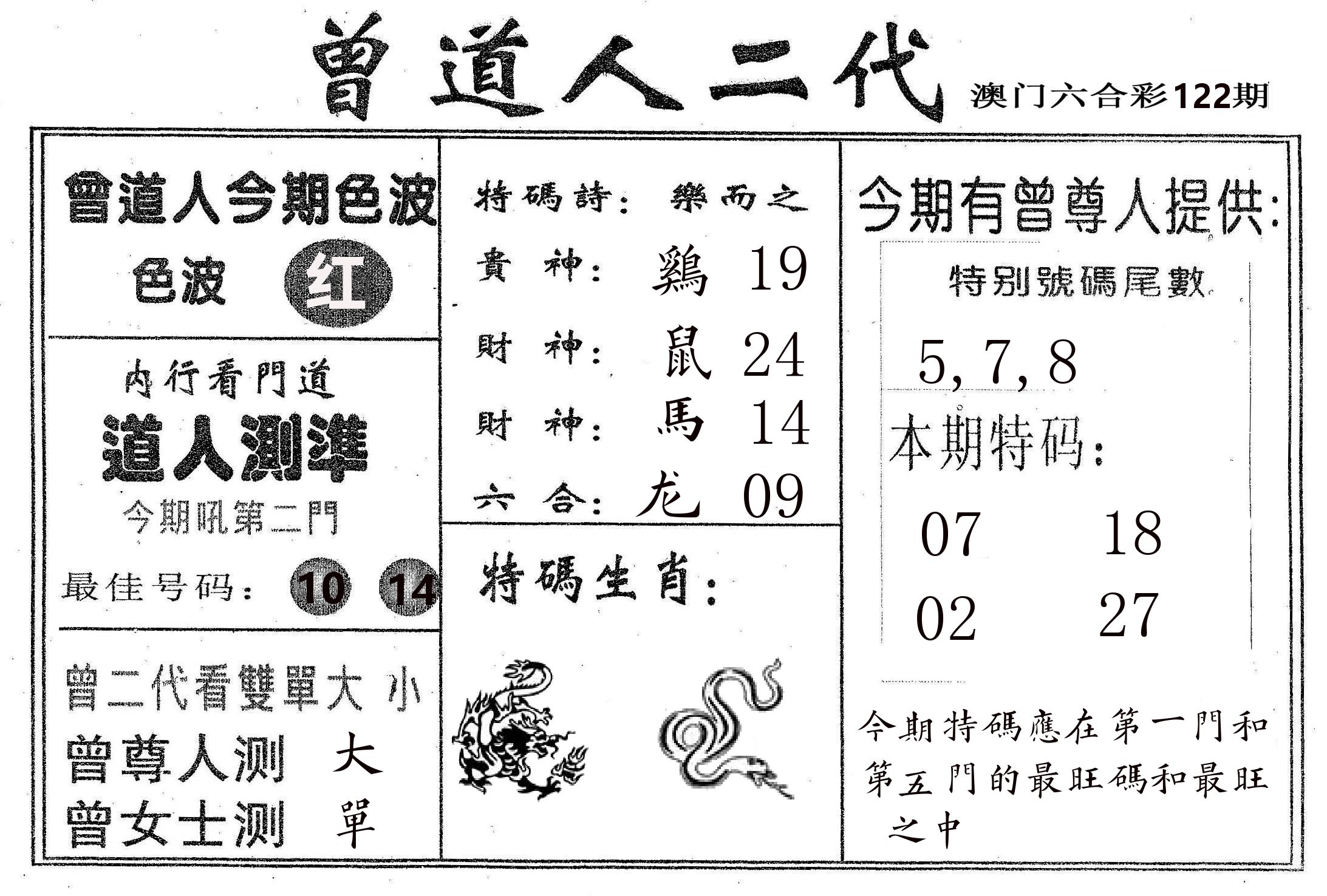 曾二代 第122期