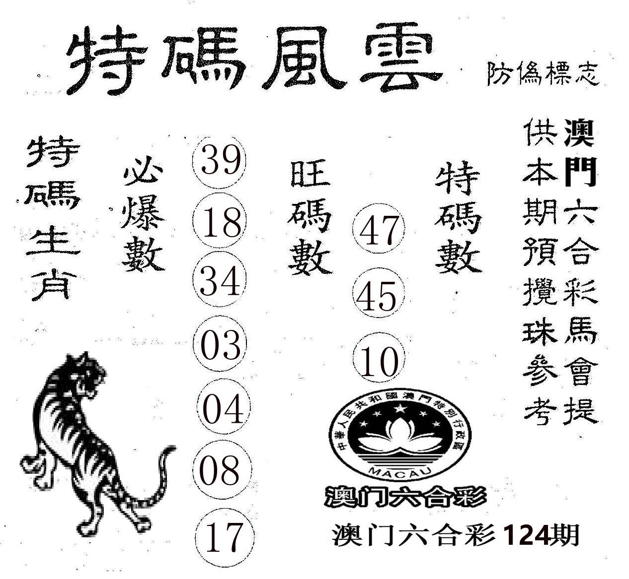 特码风云 第124期