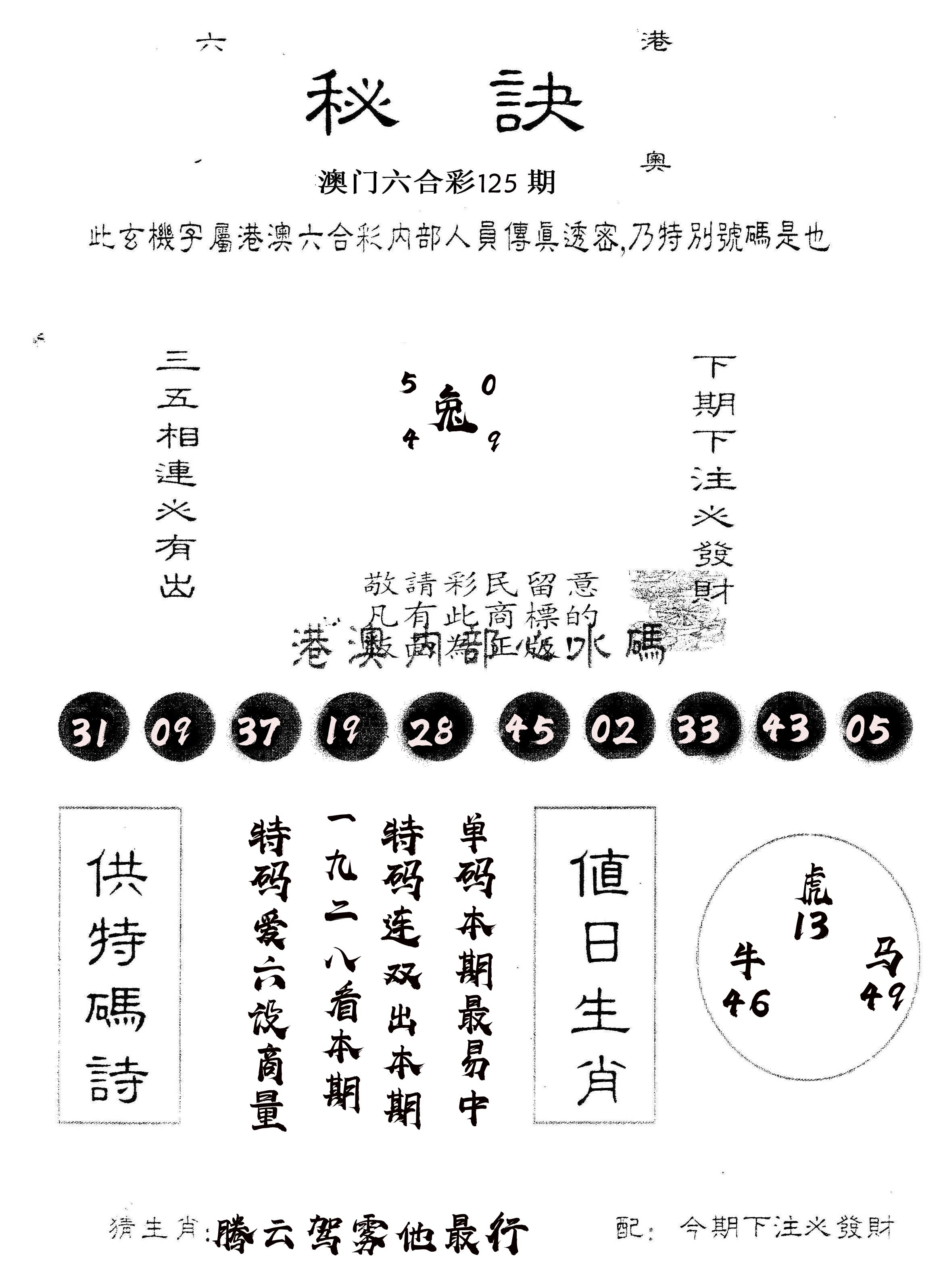 另版秘诀 第125期