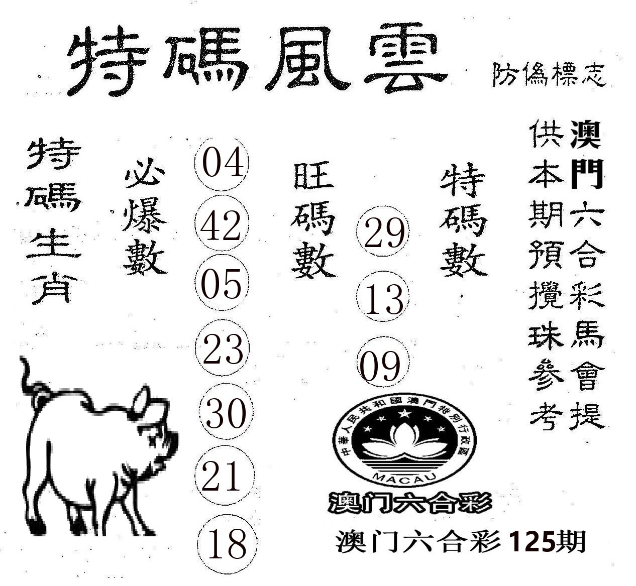 特码风云 第125期