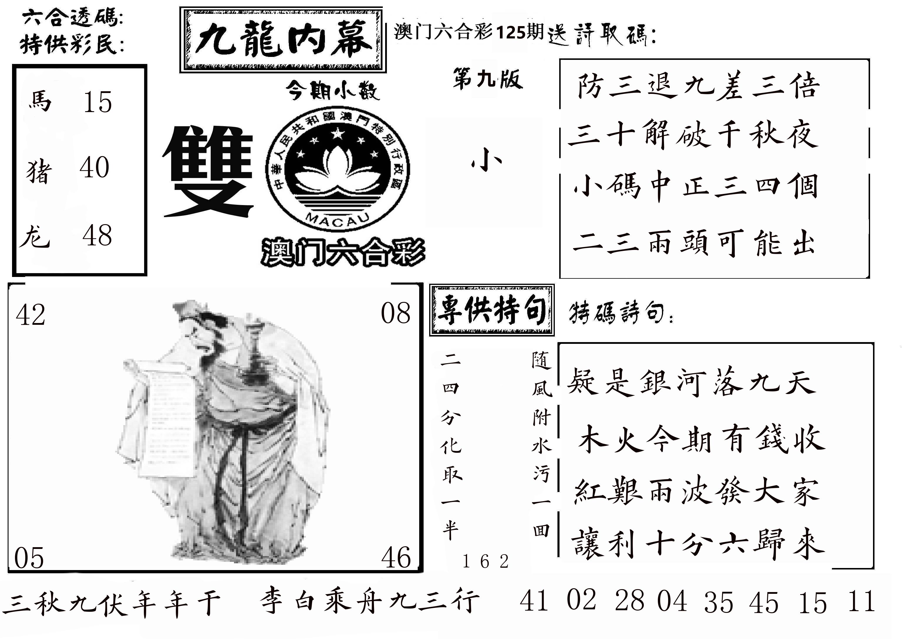 澳门传真3 第125期