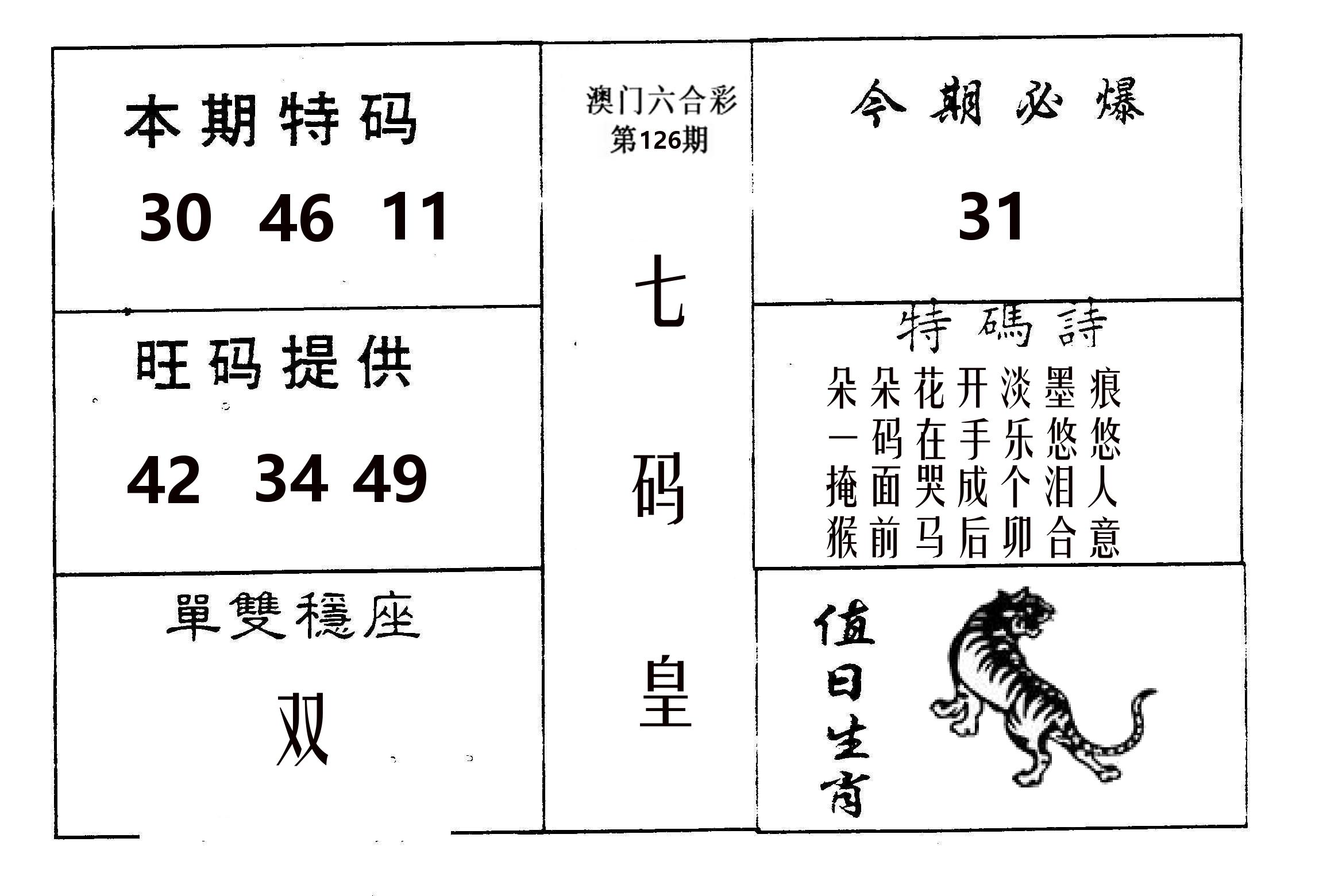 七码皇 第126期