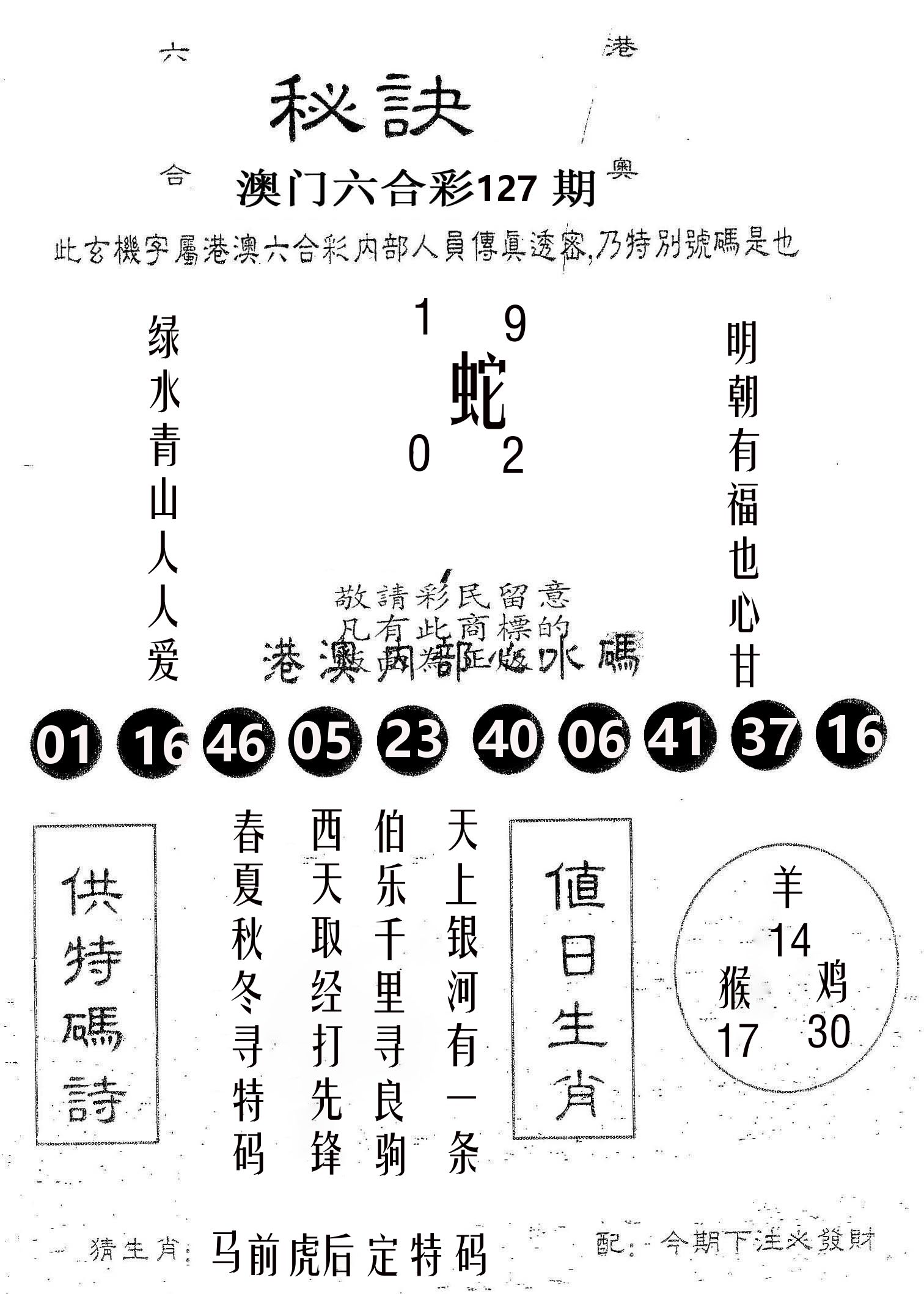 秘决 第127期