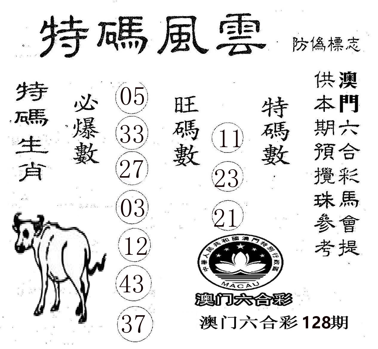 特码风云 第128期