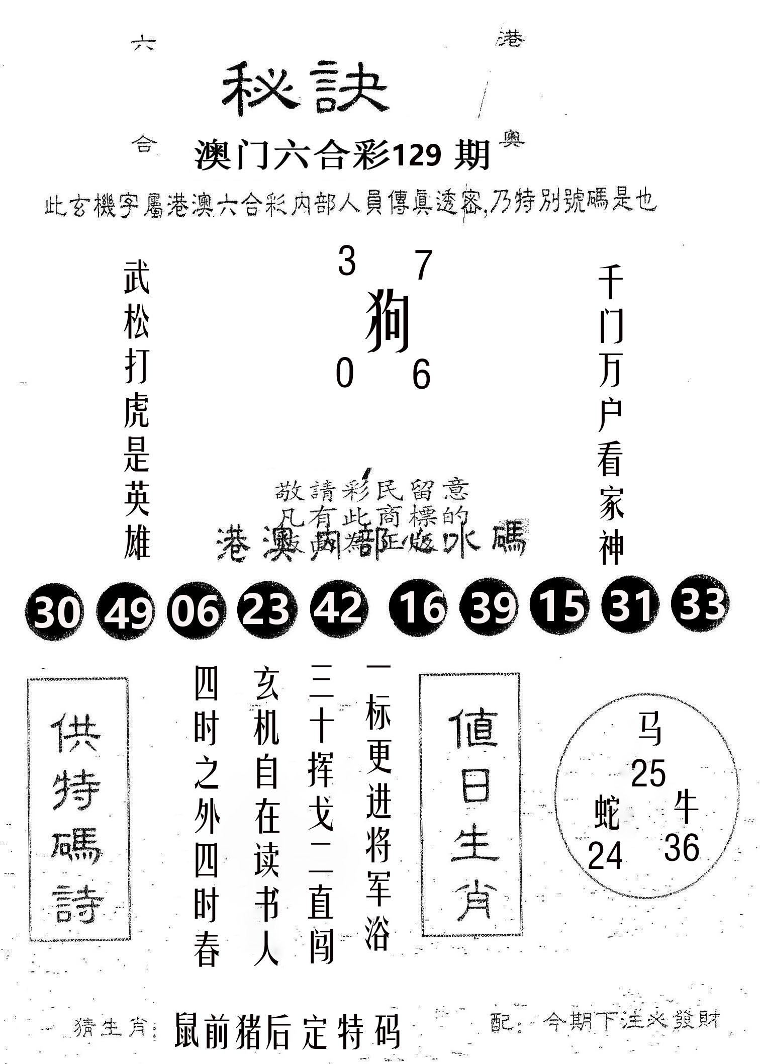 秘决 第129期