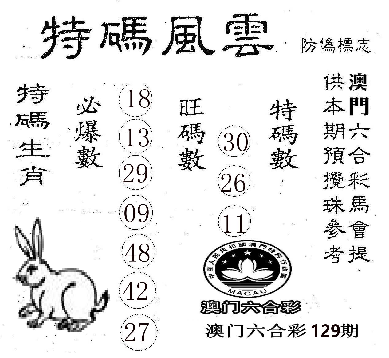 特码风云 第129期
