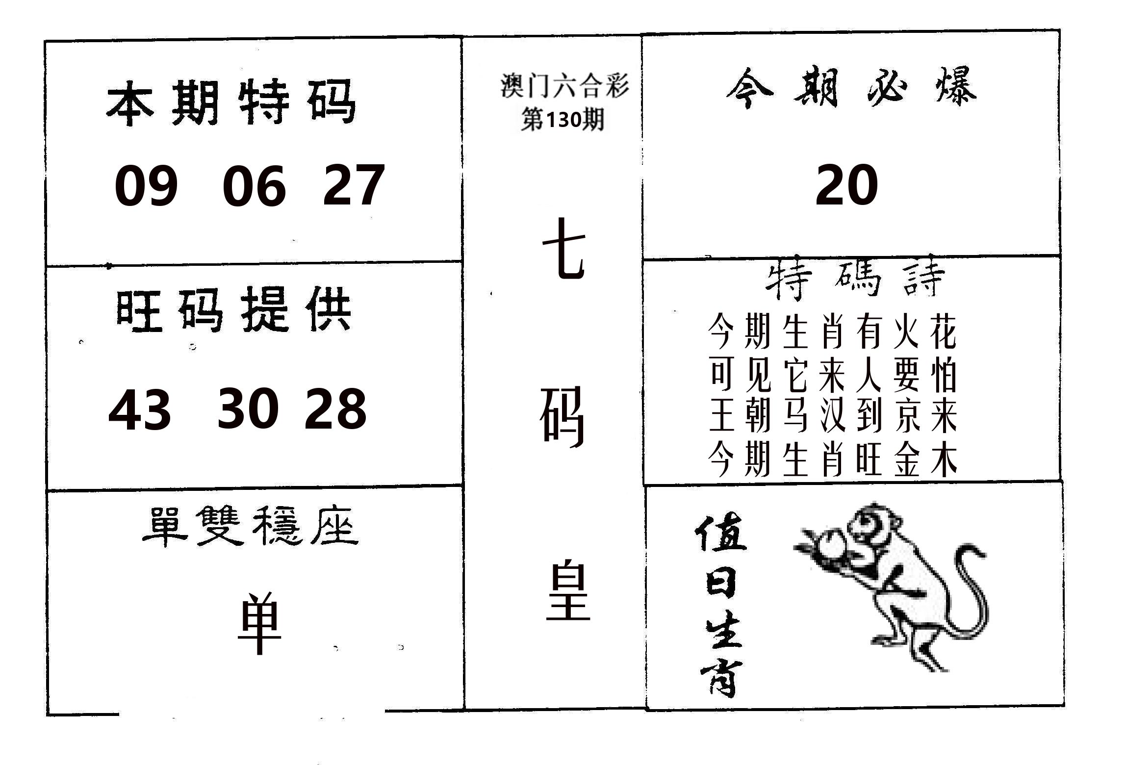 七码皇 第130期