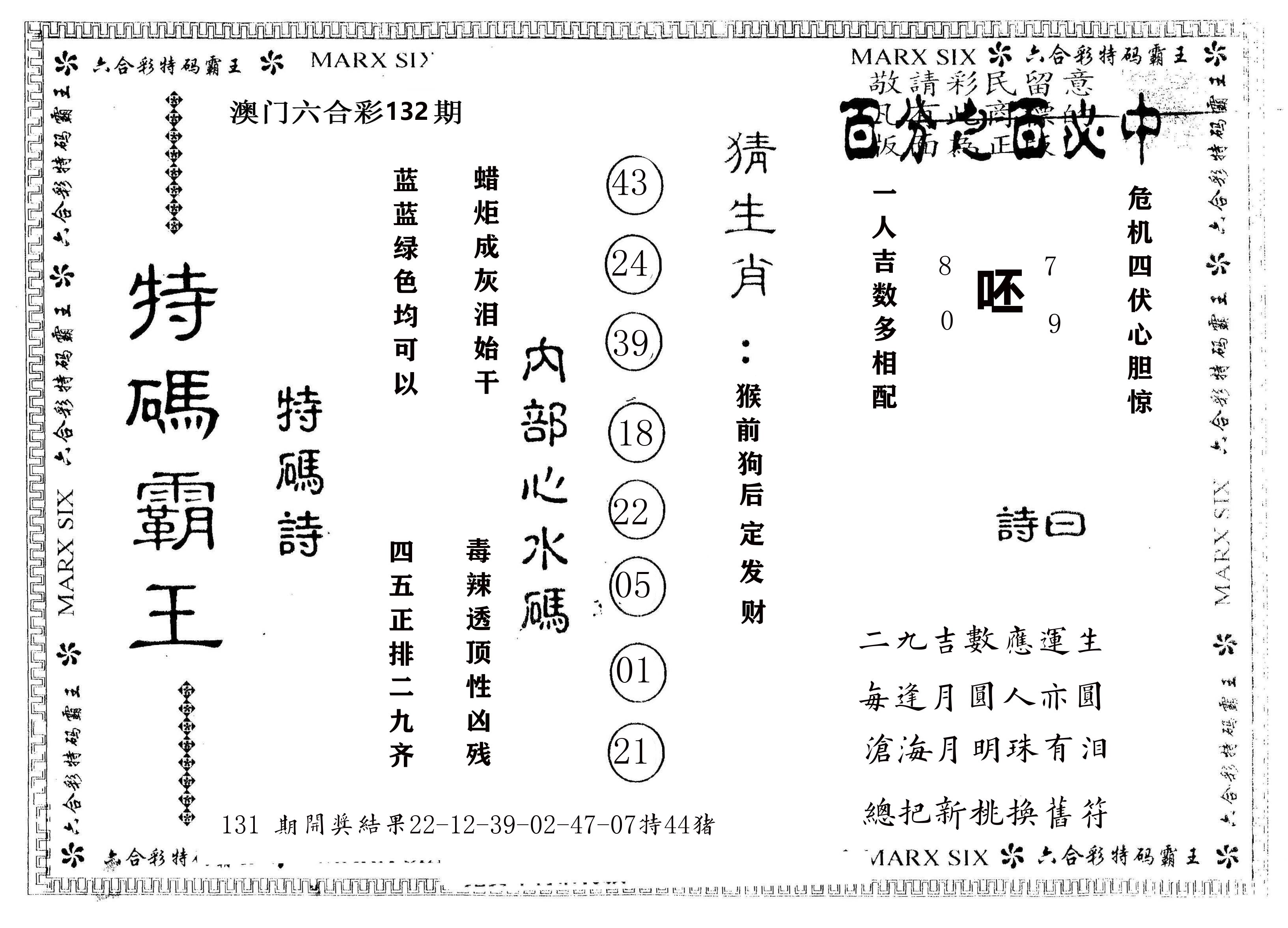 另版特码霸王 第132期