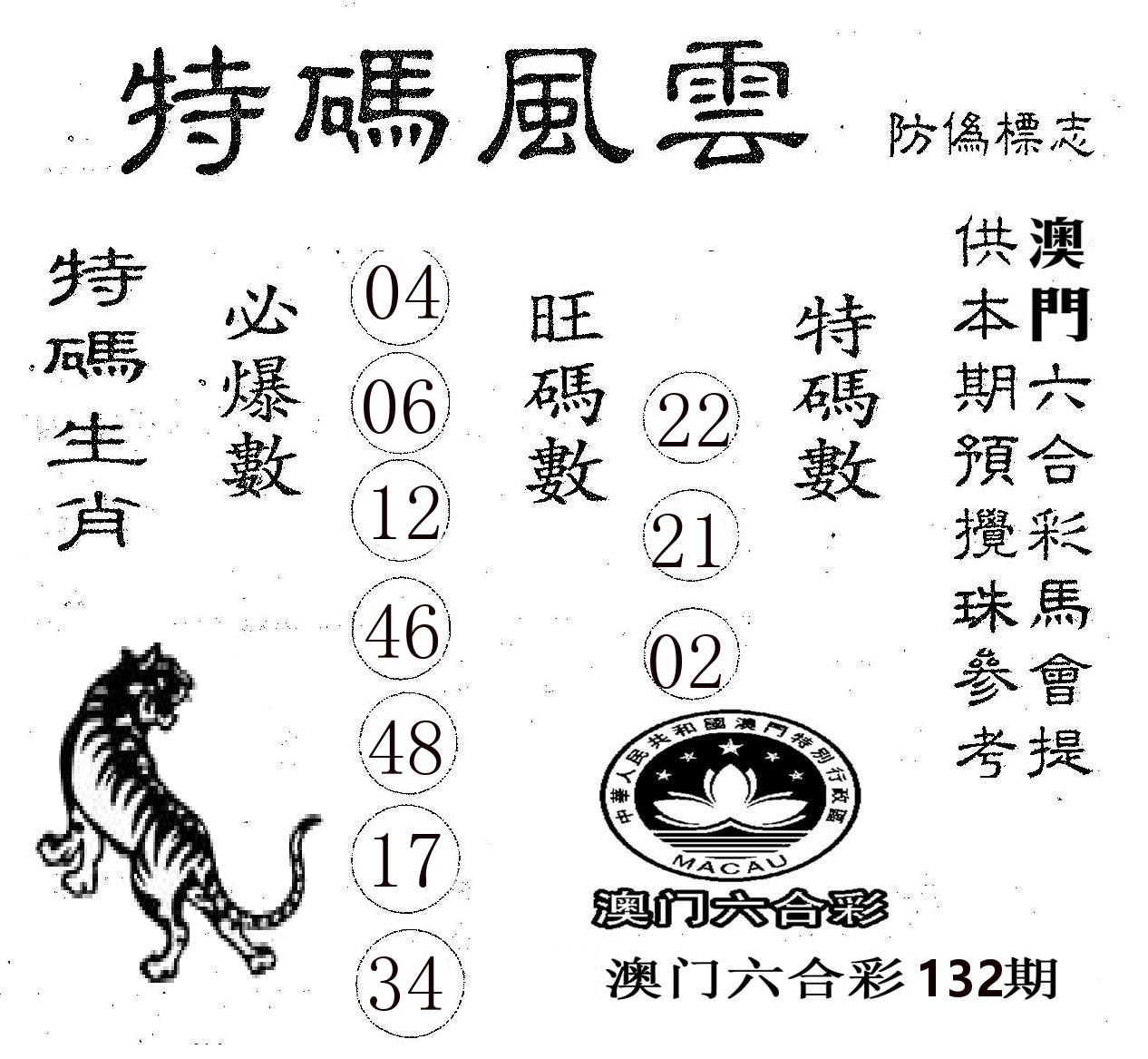 特码风云 第132期