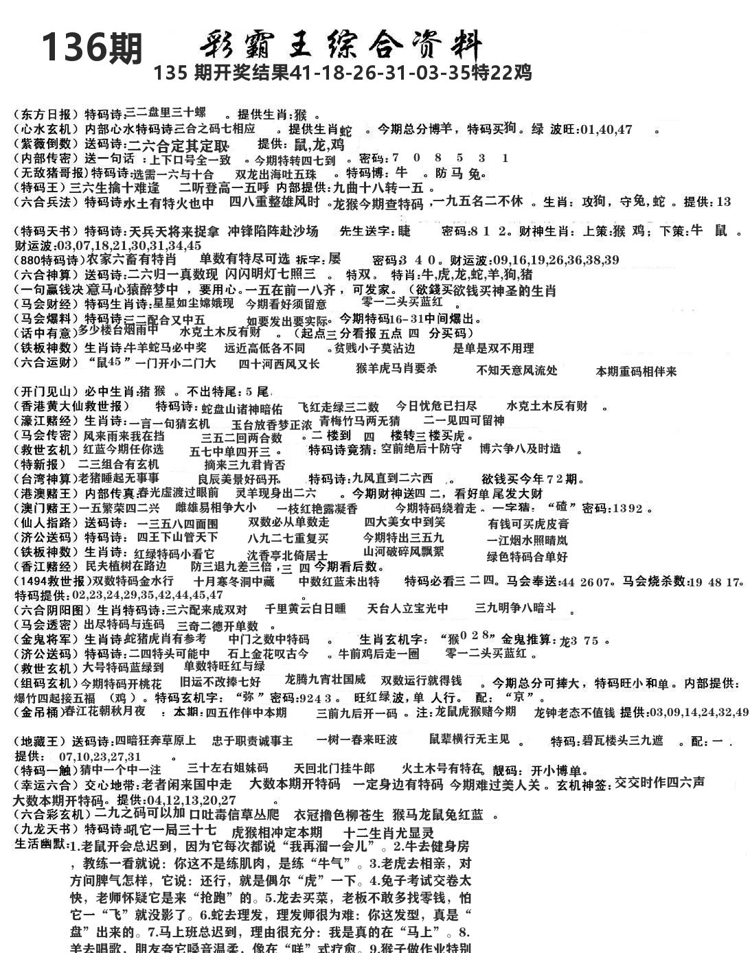 澳门综合资料 第136期