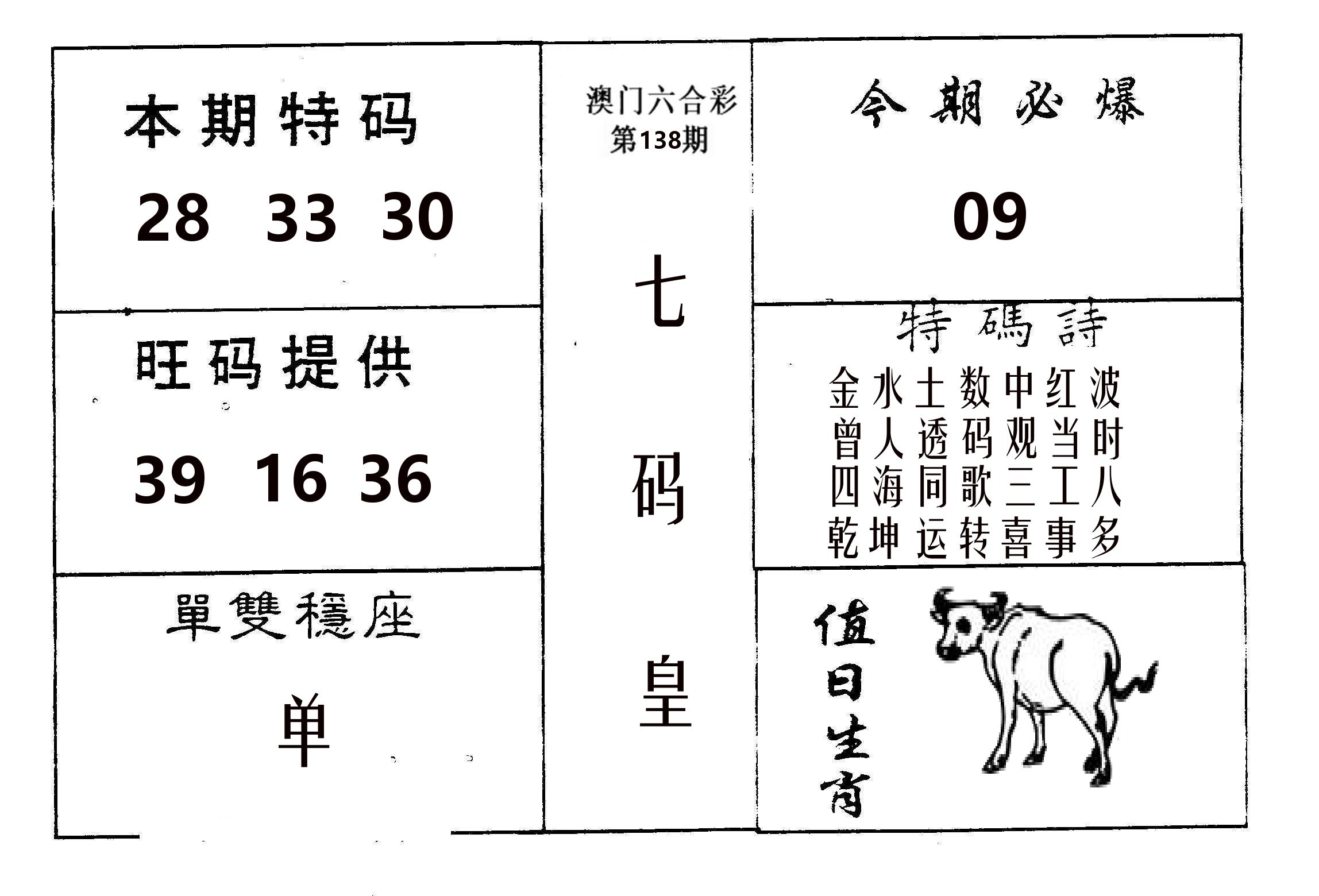 七码皇 第138期