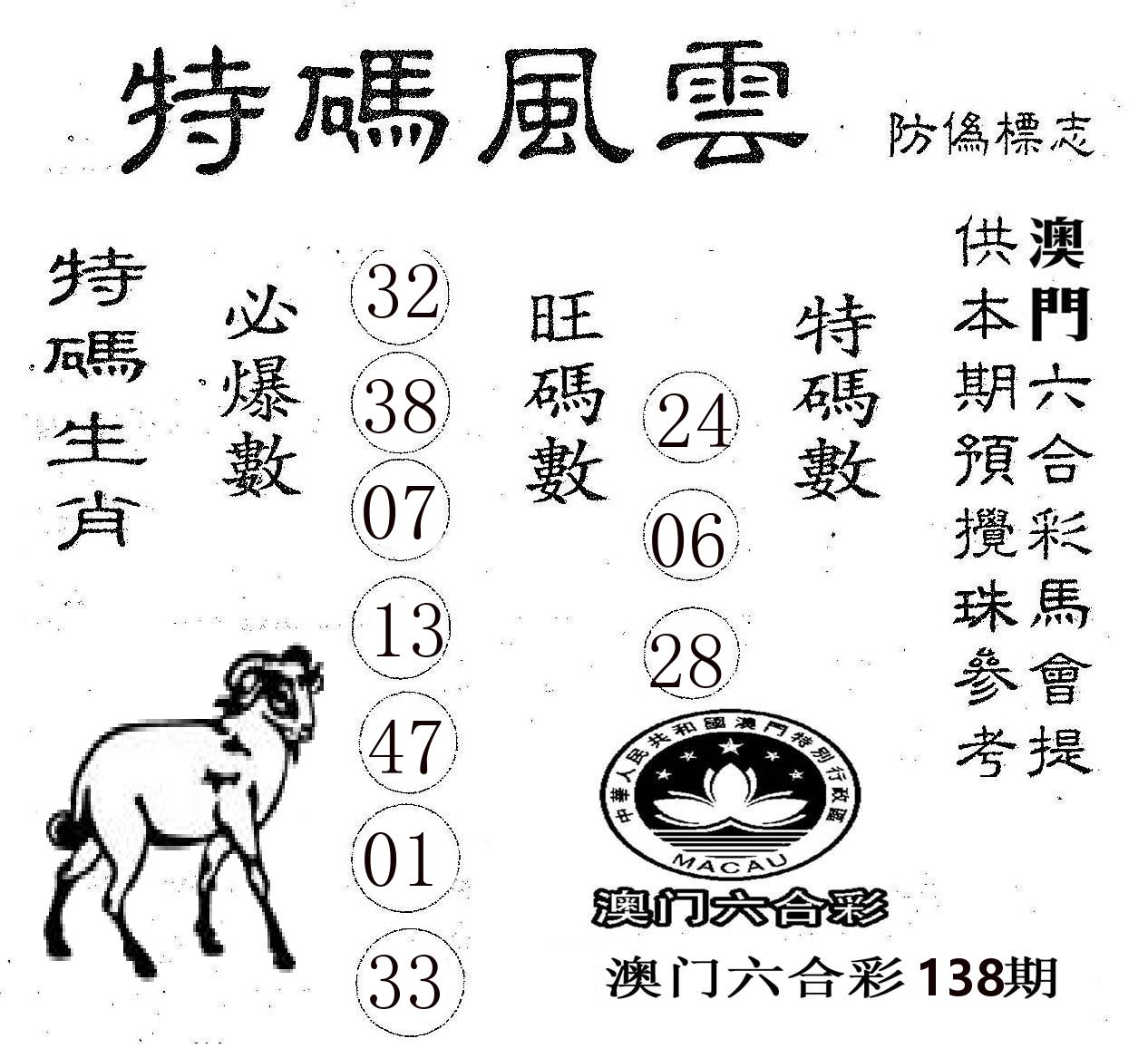 特码风云 第138期