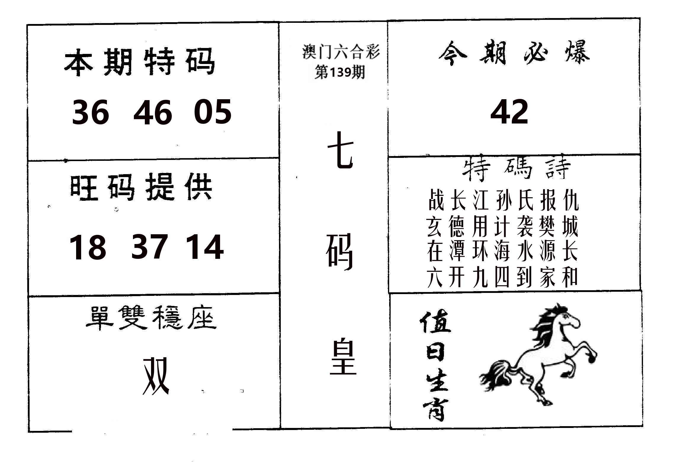 七码皇 第139期