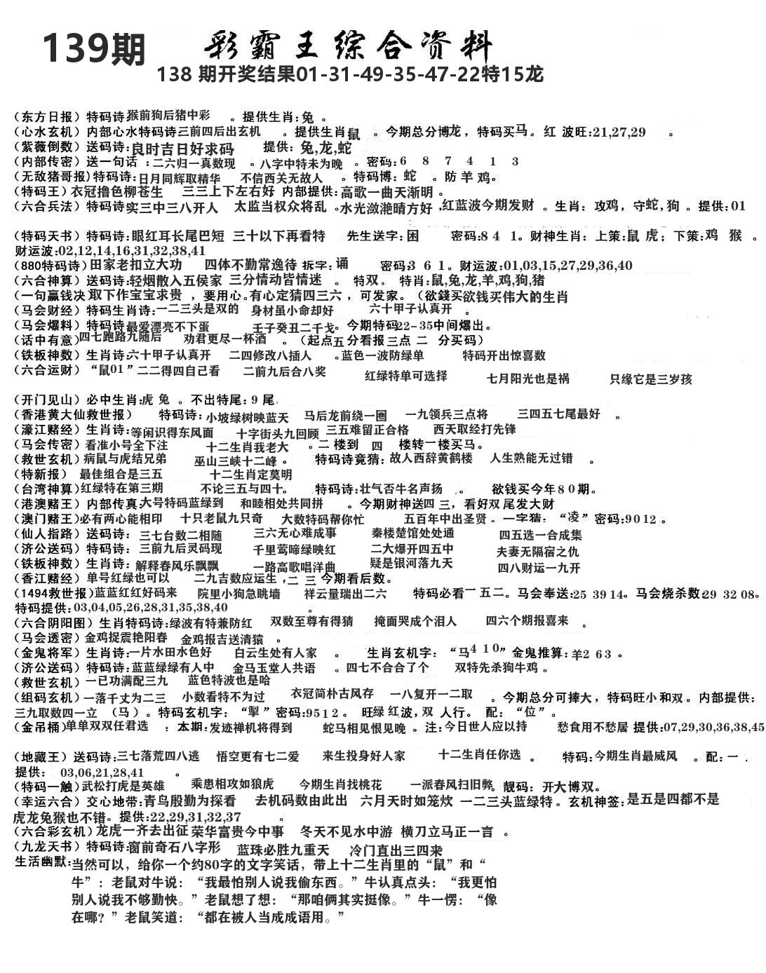 澳门综合资料 第139期
