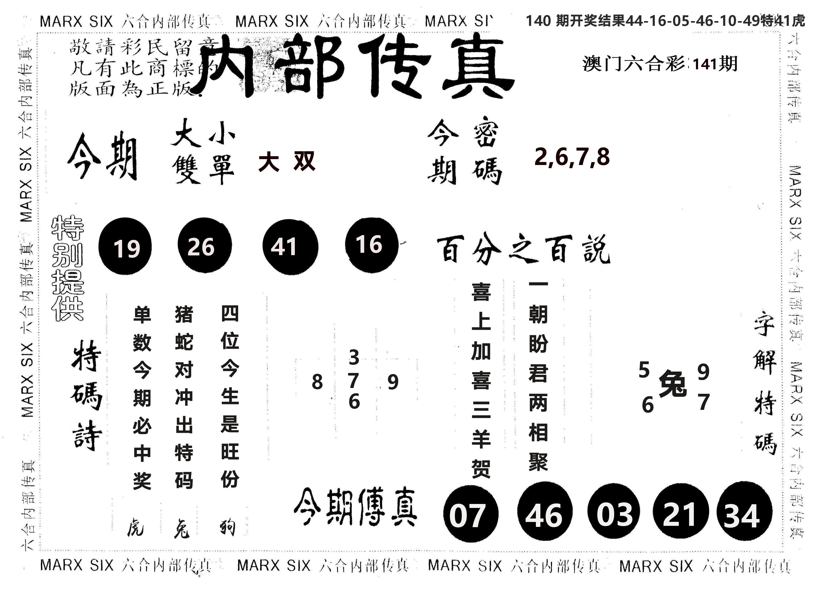 另版内部传真 第141期