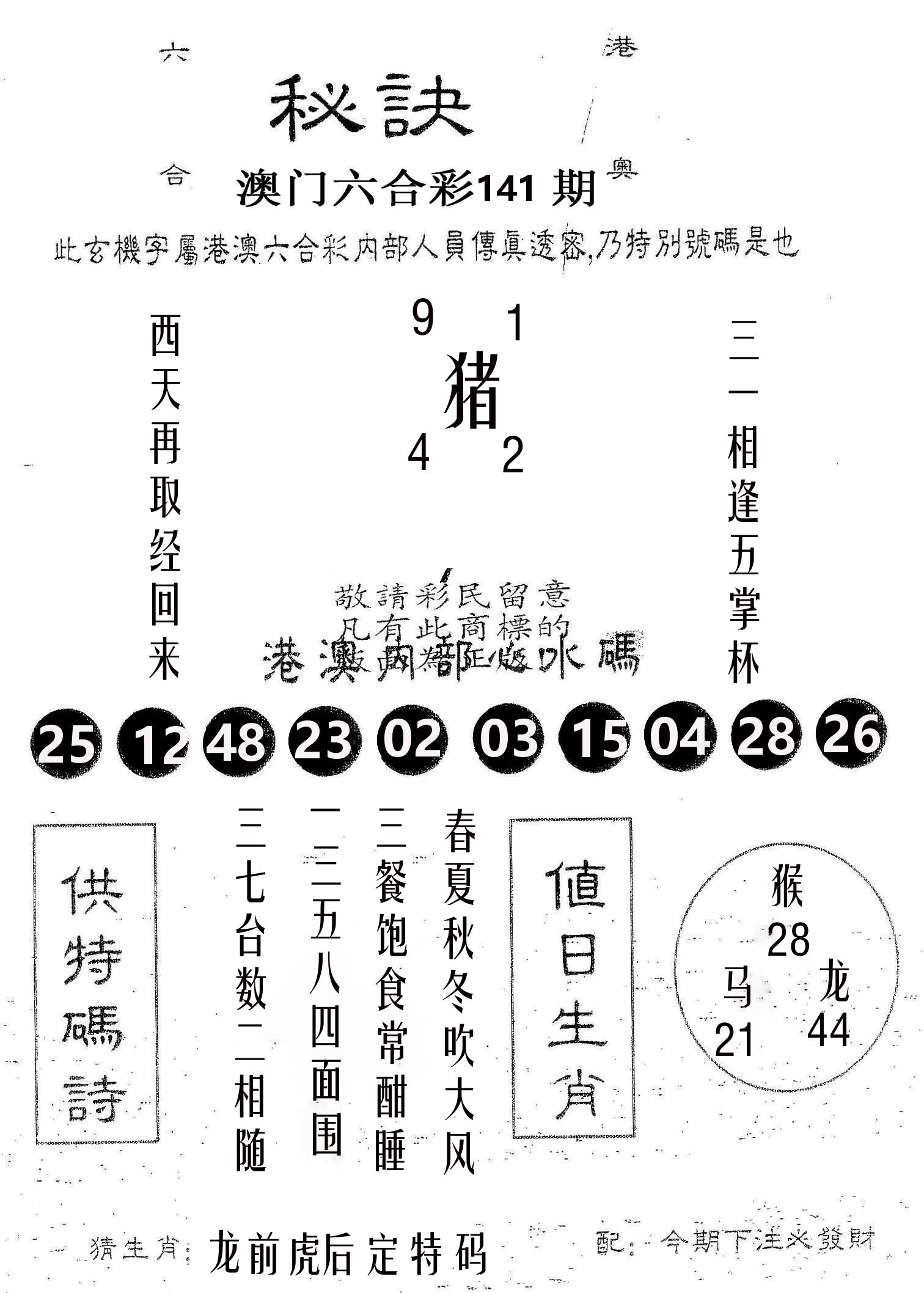 秘决 第141期