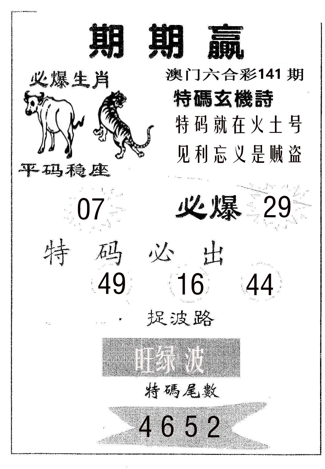 期期赢 第141期