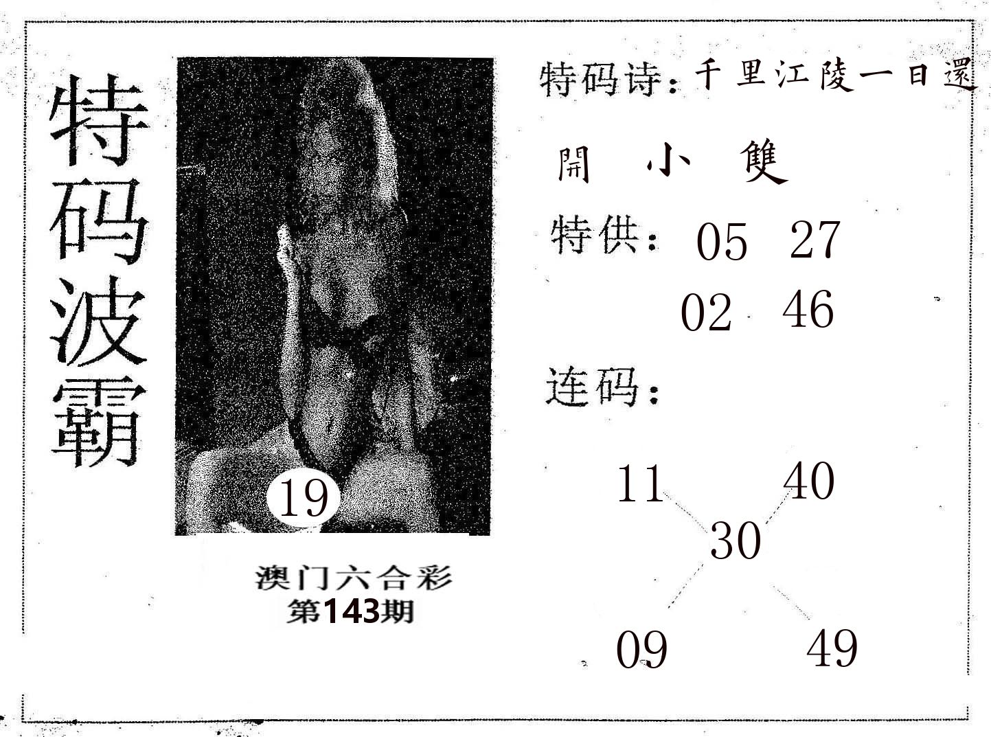 特码波霸 第143期