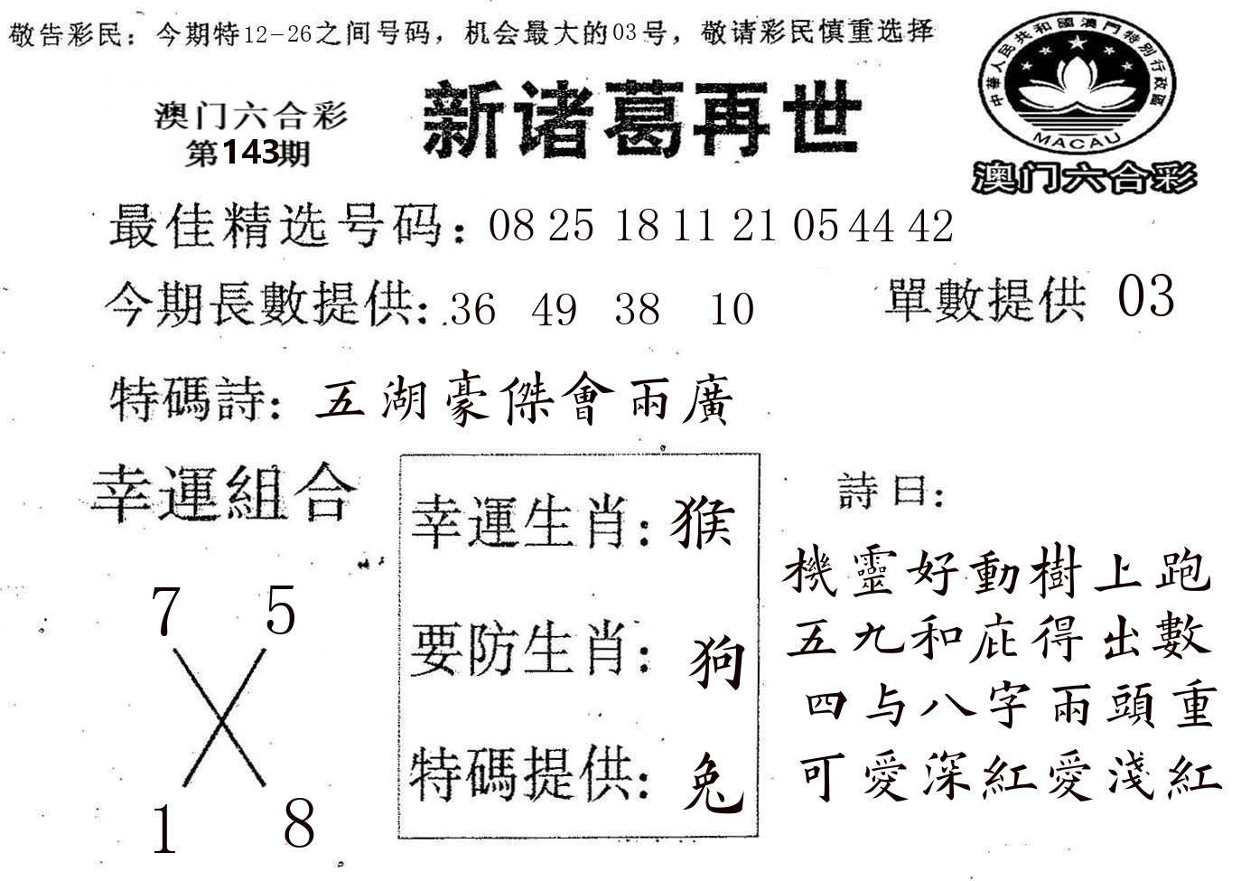 新诸葛 第143期