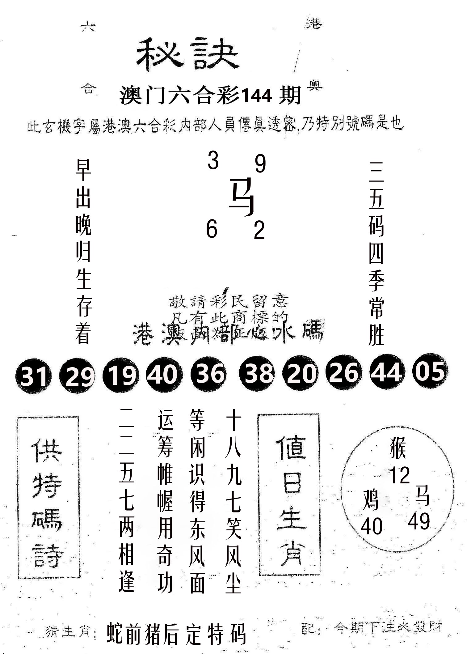 秘决 第144期